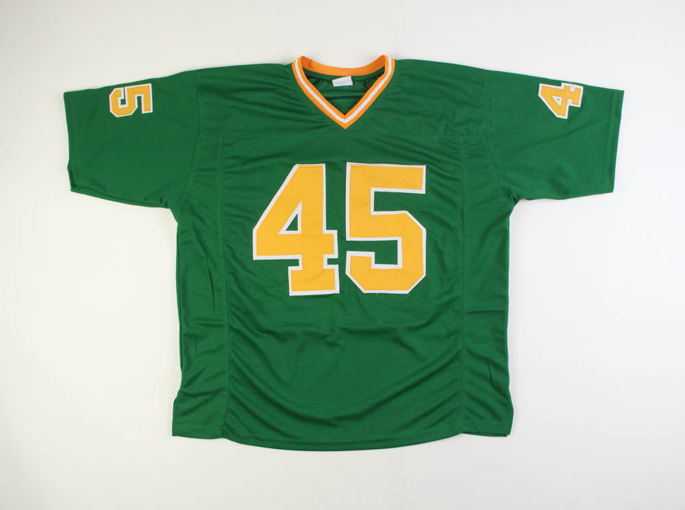 Authentic Rudy Ruettiger Signed Notre Dame #45 Green Throwback Football Jersey - Perfect for Collectors, Fans & Sports Memorabilia Displays