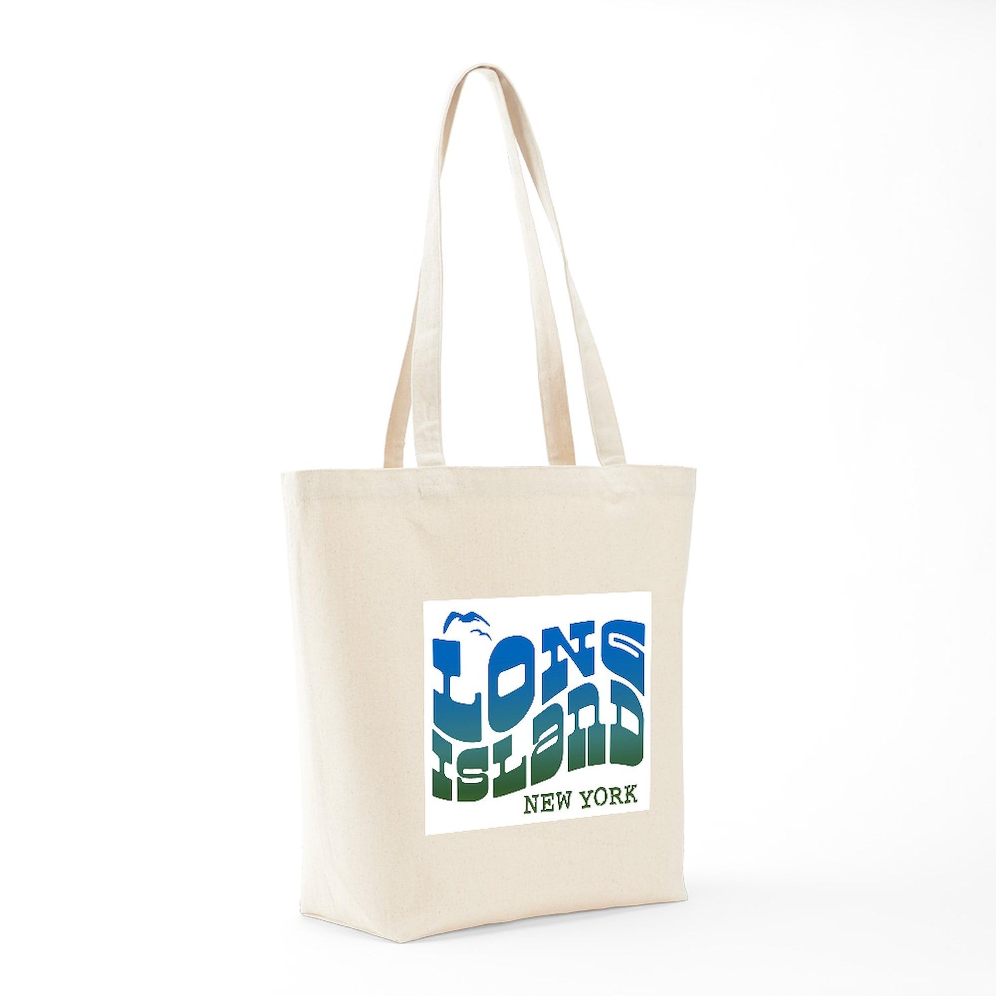Long Island New York Tote Bag - Natural Canvas Reusable Shopping Bag with Print | Eco-Friendly Grocery Bag for Beach, Market & Daily Use