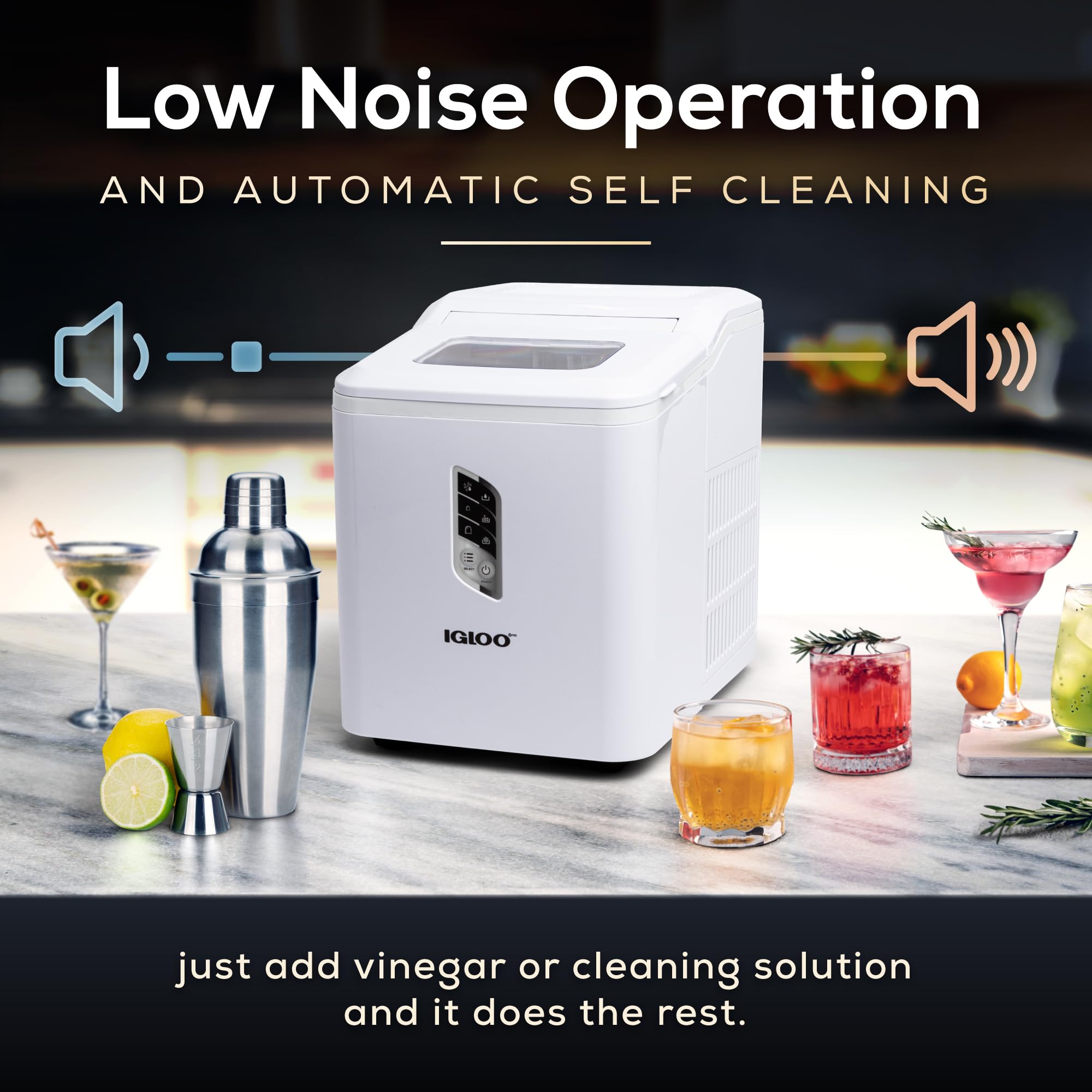 Igloo Automatic Ice Maker Machine - Self-Cleaning Countertop Ice Maker with LED Display, Produces 26 lbs of Ice in 24 Hours (9 Large/Small Cubes in 7 Mins) - Includes Ice Scoop - Perfect for Home, Office, Parties, Cocktails, and Beverages