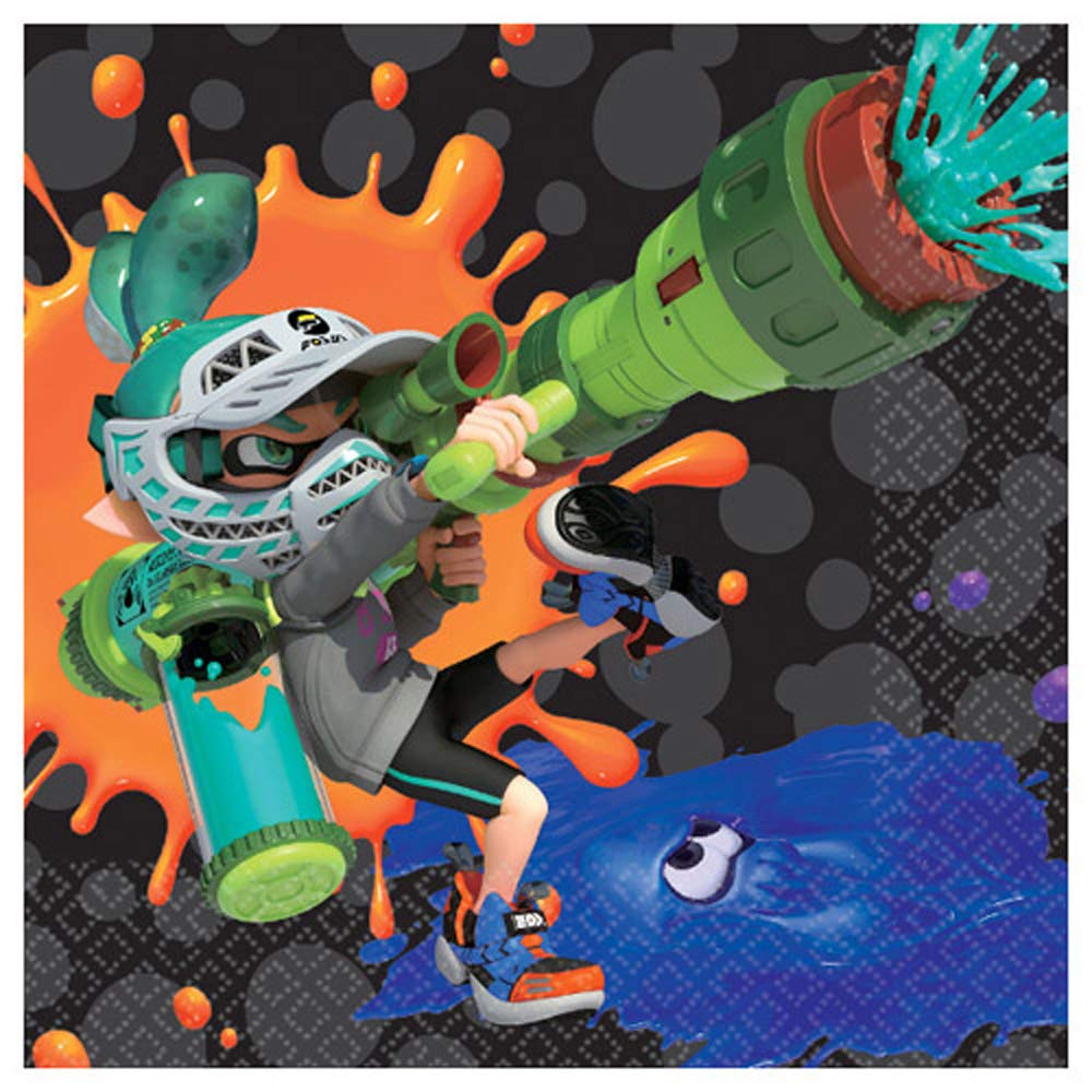 Splatoon Themed Small Napkins - 16 Count Pack - Perfect for Birthday Parties, Gaming Events & Themed Decorations