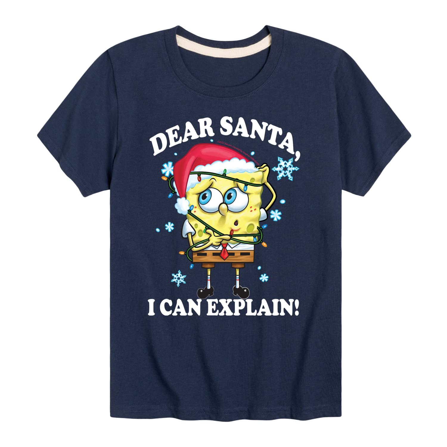 SpongeBob SquarePants Dear Santa Graphic T-Shirt for Toddlers & Kids - Soft Cotton Short Sleeve Tee - Christmas Holiday Gift & Casual Wear