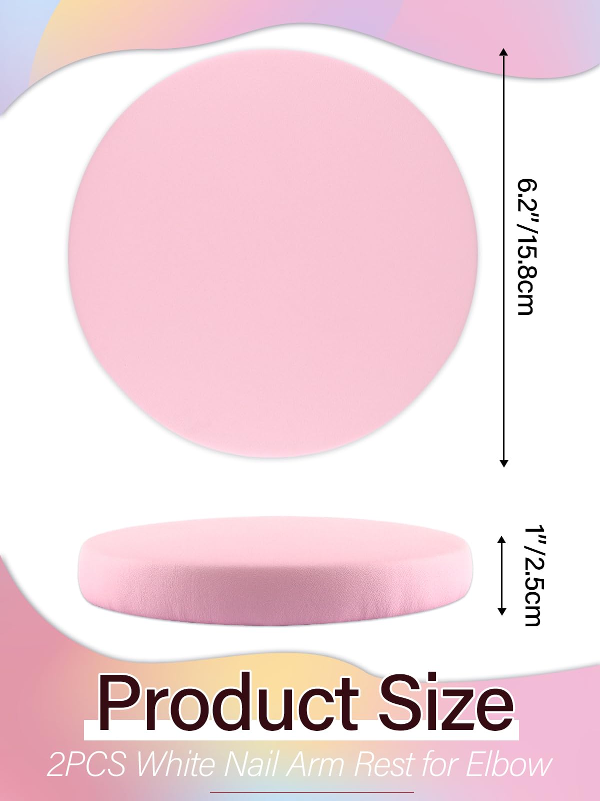 2PCS Nail Tech Elbow Rest Cushion - Soft Gel Arm Support Pad for Manicurists & Nail Artists - Ergonomic Hand Rest for Salon, Spa & Home Use (Pink)