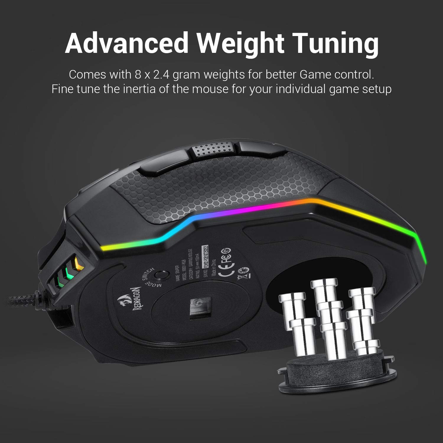 Redragon M801 RGB Gaming Mouse - 16000 DPI, 9 Programmable Buttons, Macro Recording, Fire Button for PC - Wired Black Ergonomic Mouse for MMO, FPS, and Windows Gaming (Perfect for Esports & Professional Gamers)
