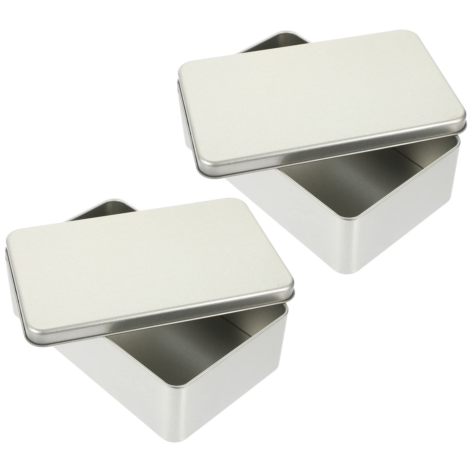 2-Piece Decorative Tin Storage Box Set with Lid - Small Square Metal Containers for Candles, Nuts, Makeup, Cookies & Tea | Perfect for Home, Office & Gift Packaging