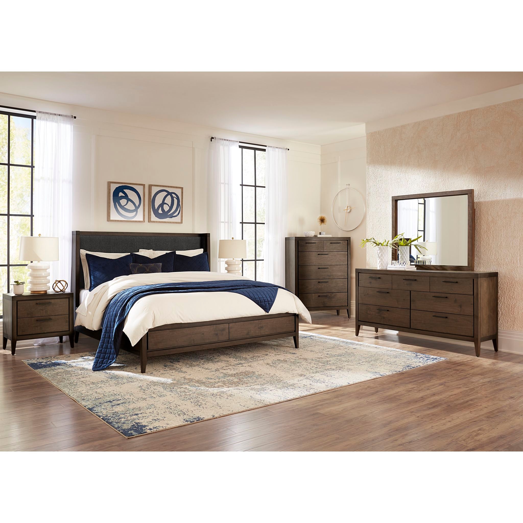 Boracay Platform Bed Frame - Wild Oats Brown Finish - Modern Minimalist Wooden Bed for Master Bedroom, Guest Room & Small Spaces