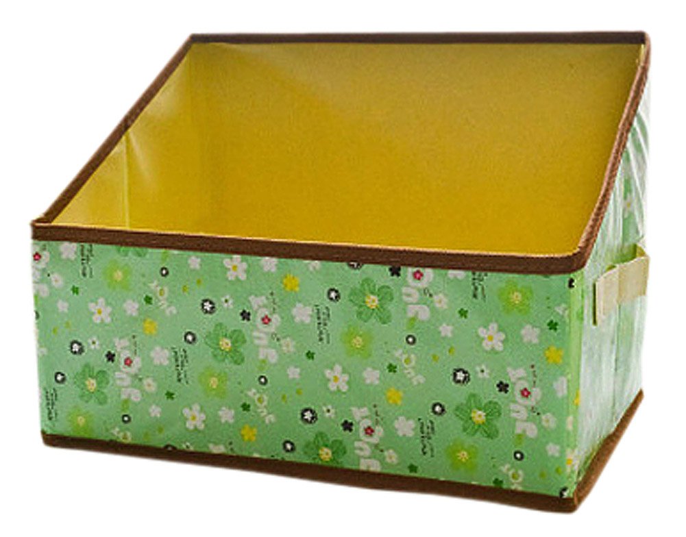 Multipurpose Folding Storage Box - Office Desk Organizer, Book Holder, Green Floral Pattern #01 - Perfect for Home, Office & School Organization