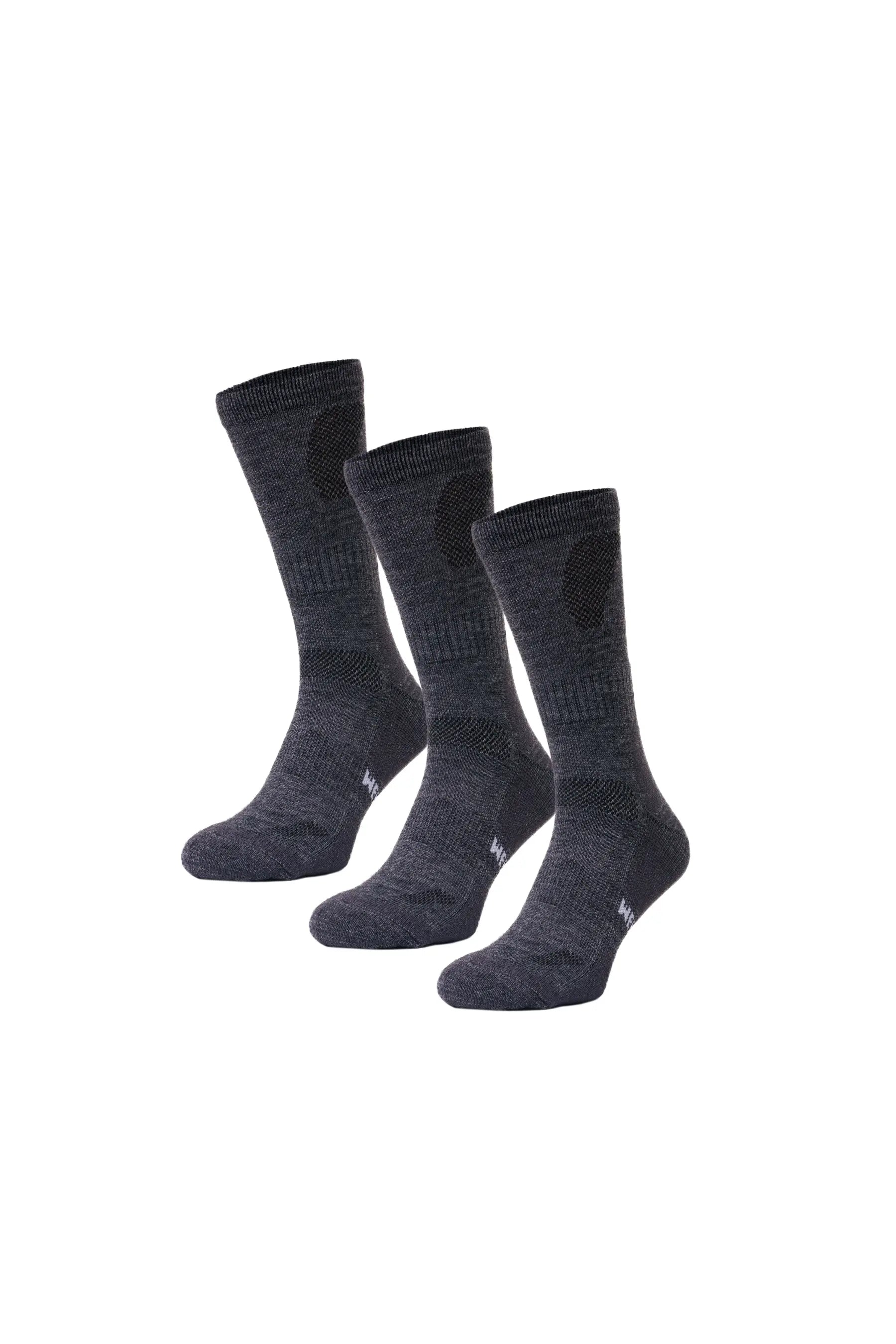 Premium Merino Wool Hiking Socks for Men & Women - 3 Pack Breathable Moisture-Wicking Trekking Socks in Charcoal Gray - Ideal for Outdoor Adventures, Camping & Backpacking