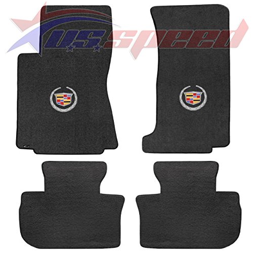 2008-2013 Cadillac CTS All-Weather Floor Mats 4-Piece Set - Ebony Color with Embroidered Crest - Perfect for AWD 4-Door Sedans - Durable Protection for Rain, Snow & Mud