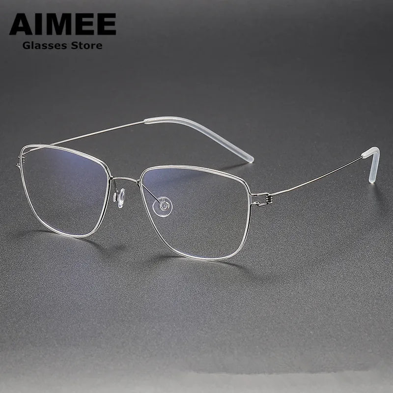 Aimee Unisex Full Rim Square Screwless Titanium Eyeglasses 7221 - Lightweight Durable Frame for Reading, Work & Fashion - Perfect for Office, School & Everyday Wear