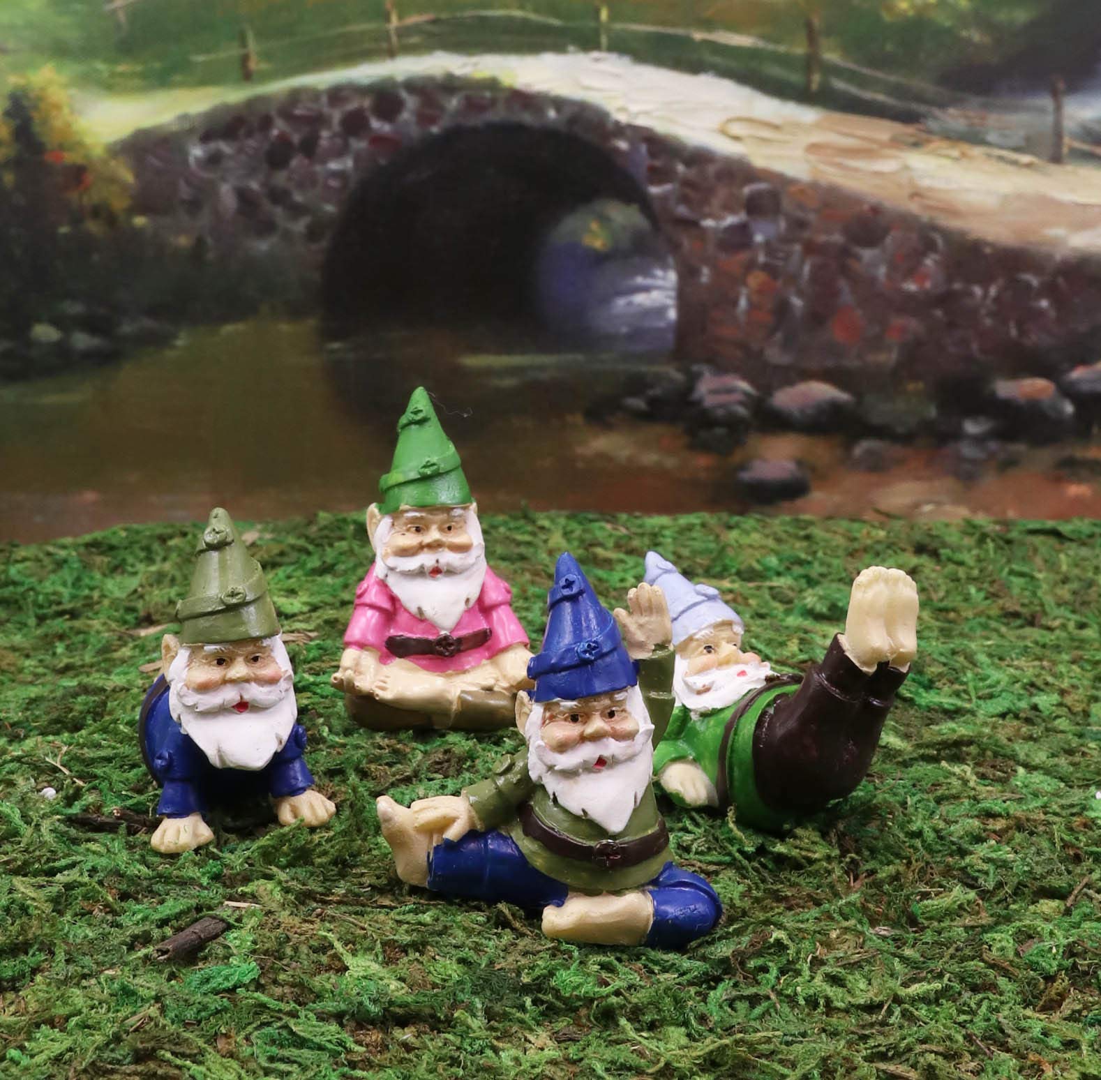 Ebros Whimsical Fairy Garden Yoga Gnome Figurines Set of 12 - Miniature Fantasy Decor for Terrariums, Mini Planters, Shelves | Perfect for Home Decor, DIY Fairy Gardens & Gift Giving