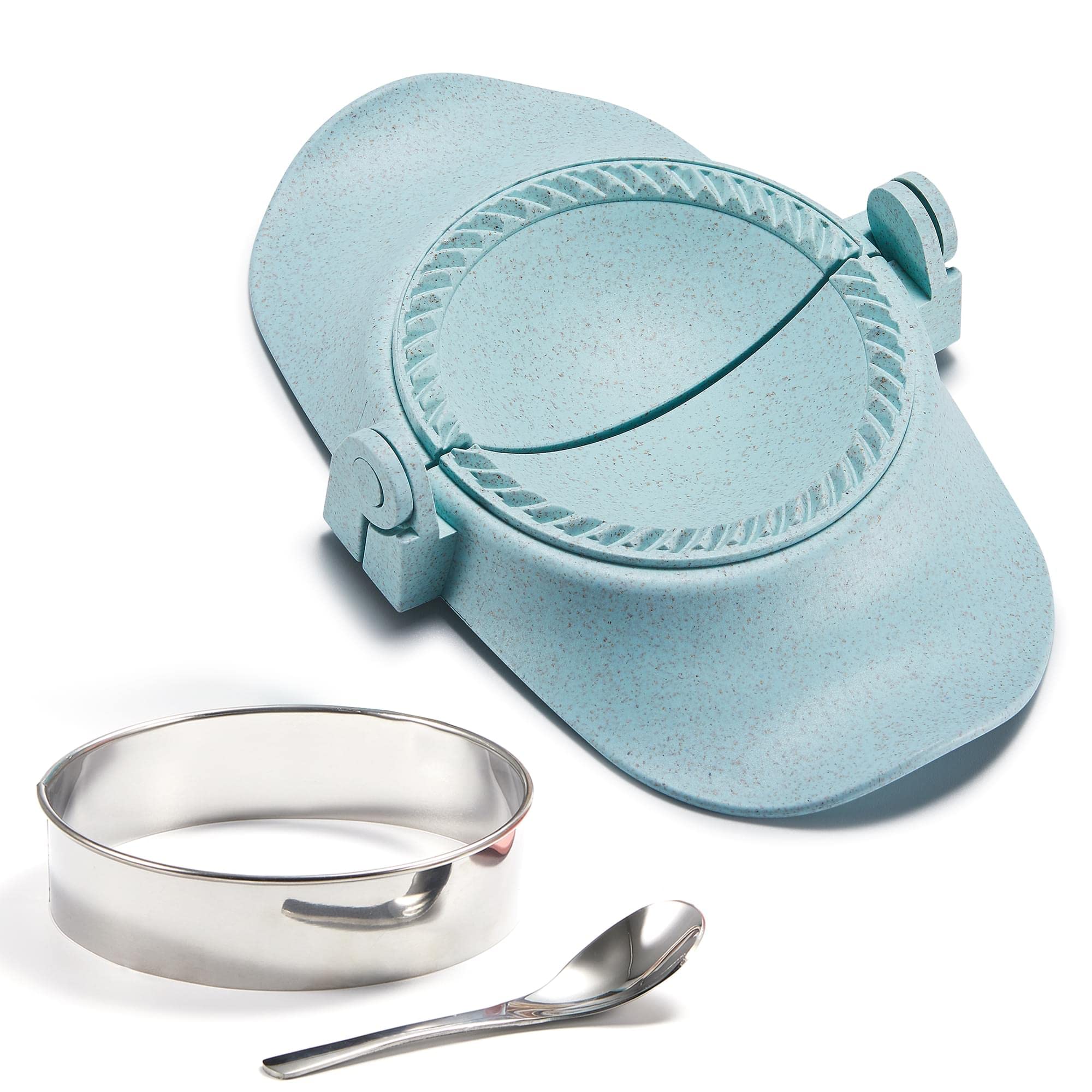 MUMSUNG 6-Inch Extra Large Empanada Maker Press & Dumpling Mold Set with Dough Cutter - Perfect for Pierogi, Pastelitos, Calzone, Turnovers & Chinese Dumplings (Blue) | Ideal for Home Cooking, Party Snacks & Meal Prep
