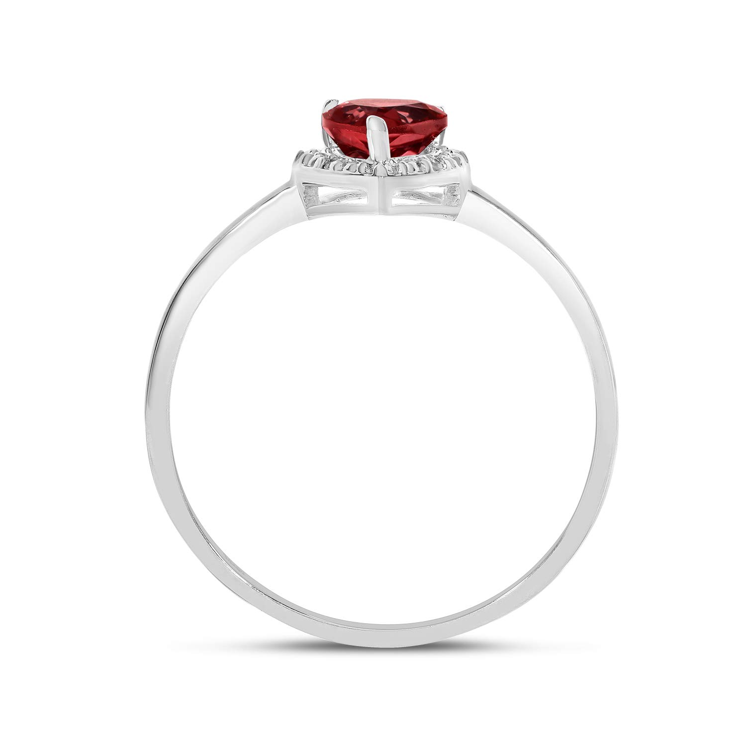 10K White Gold Pear-Shaped Garnet and Diamond Ring for Women - Elegant Engagement, Wedding, Anniversary Gift