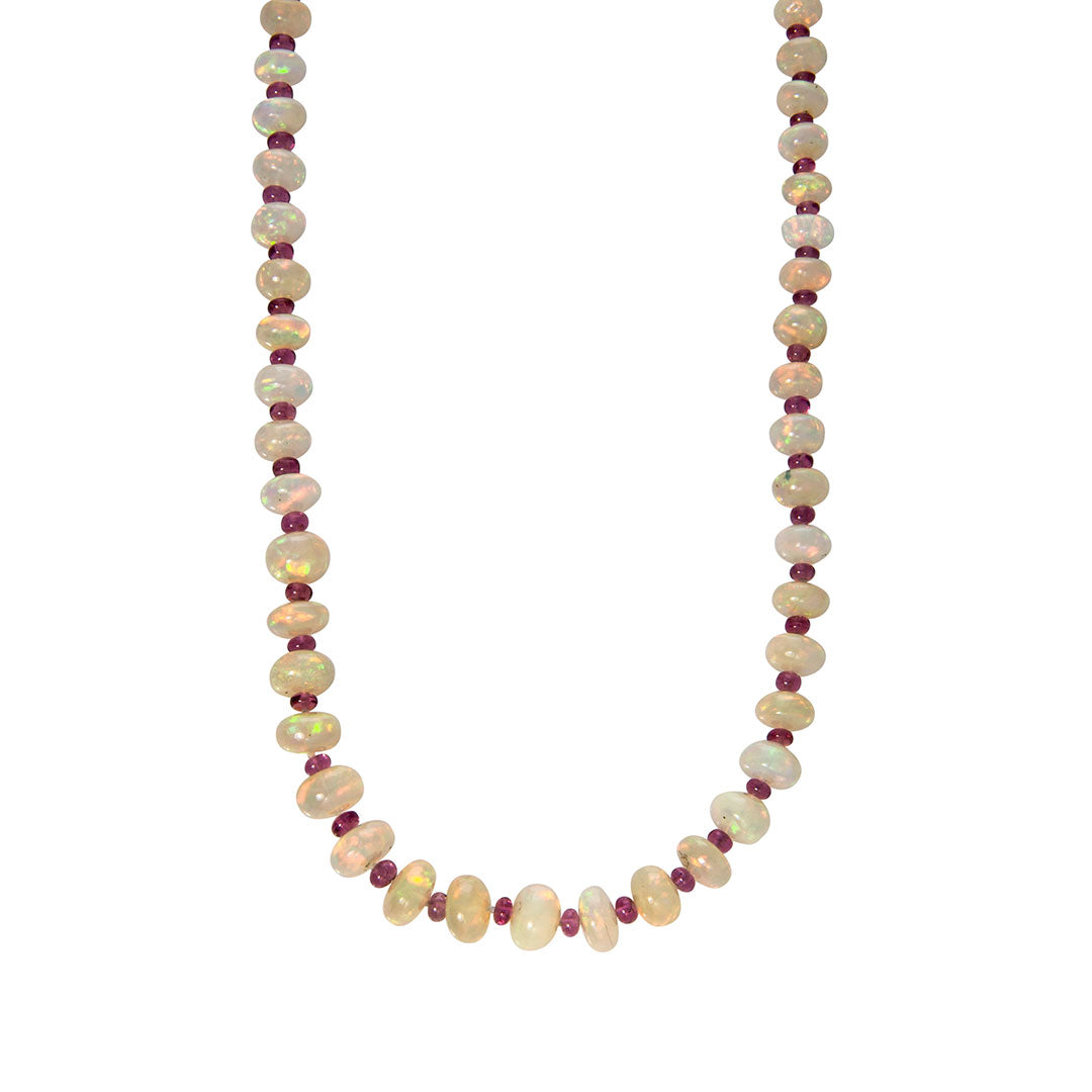 Goshwara Opal & Rubellite Beaded 18K Gold Necklace for Women - Elegant Statement Jewelry for Parties, Weddings & Special Occasions