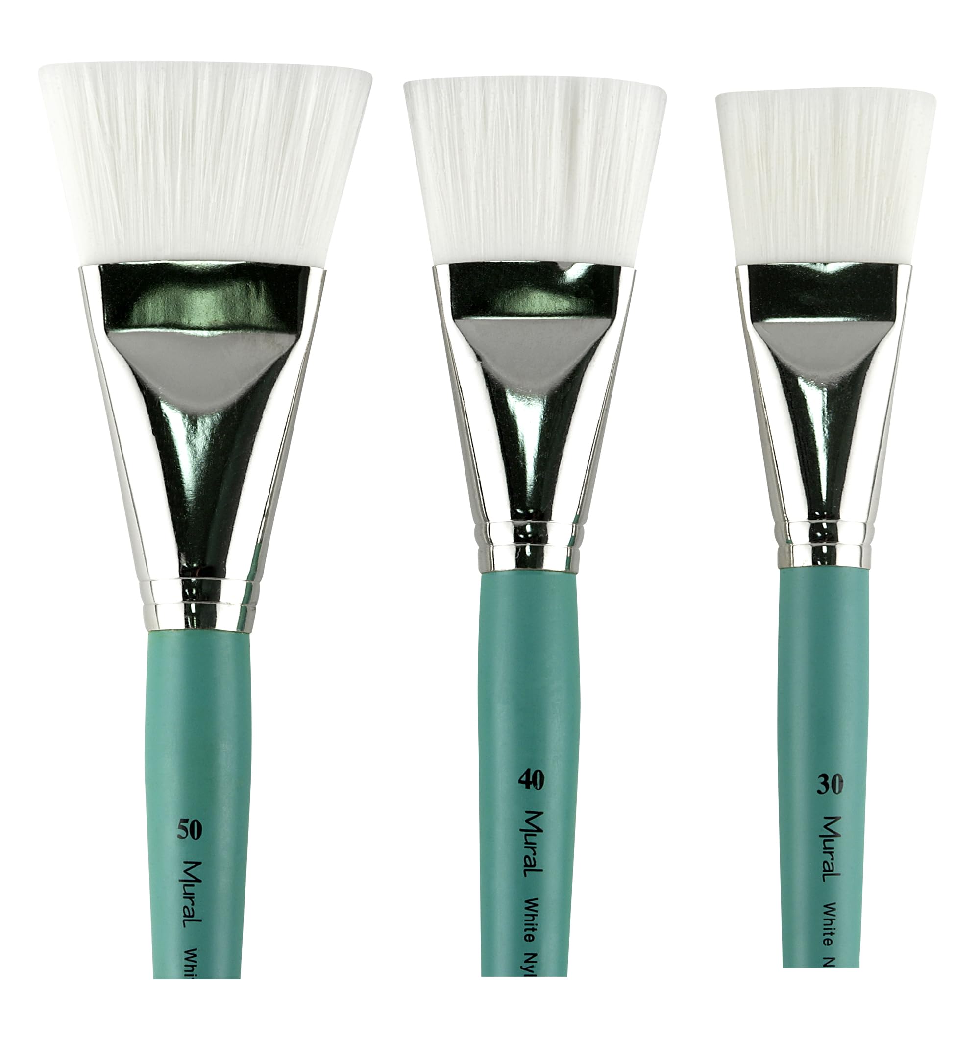 Creative Mark Mural Large Artist Brushes - White Filament Paint Brushes for Acrylic & Watercolor - Flat #40 - Perfect for Wall Murals, Canvas Painting & DIY Art Projects