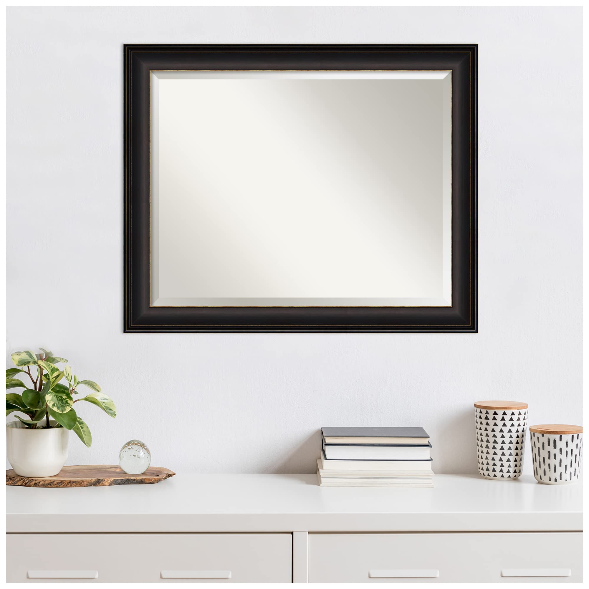 Amanti Art Bronze Wall Mirror 27x33 Inch Trio Set - Oil Rubbed Bronze Rectangle Bathroom & Living Room Mirror - Large Traditional Frame with Beveled Edge - Hangs Horizontally or Vertically - Perfect for Wall Decor, Bathroom Vanity & Entryway Elegance