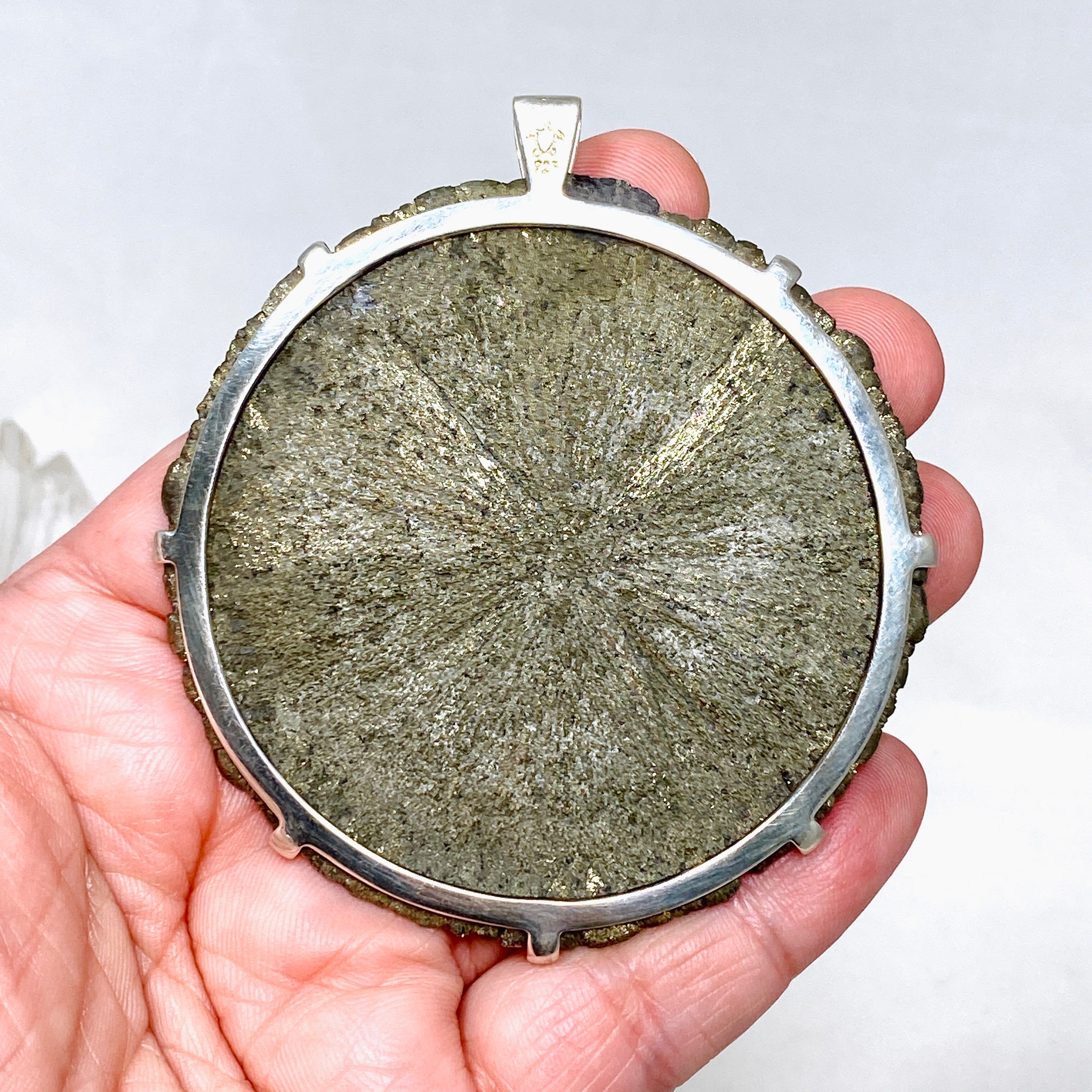 Natural Pyrite Sun Pendant Necklace - 72mm BTP Handmade Jewelry for Women - Perfect for Boho Fashion & Spiritual Healing