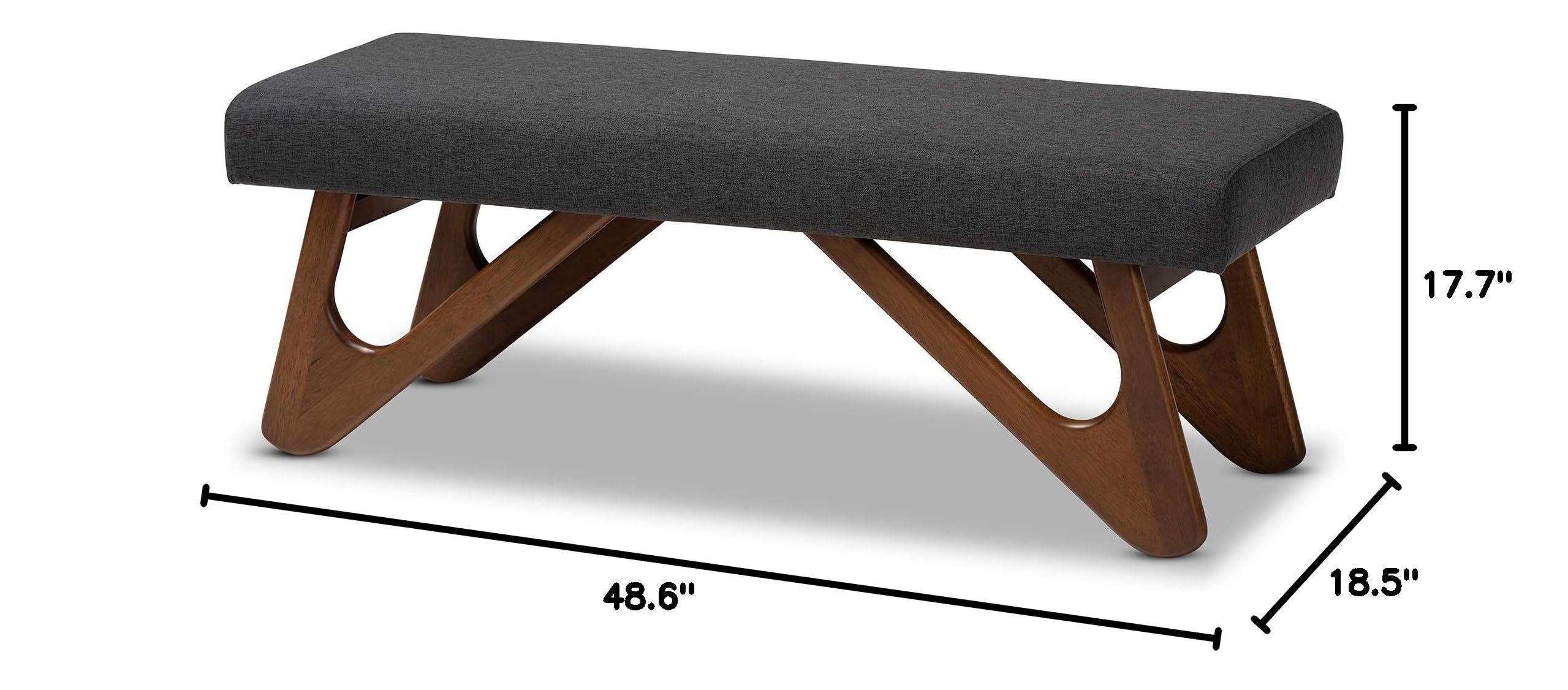 Baxton Studio Modern Dark Grey Bench & Banquette - Versatile Seating for Entryway, Bedroom, or Dining Room
