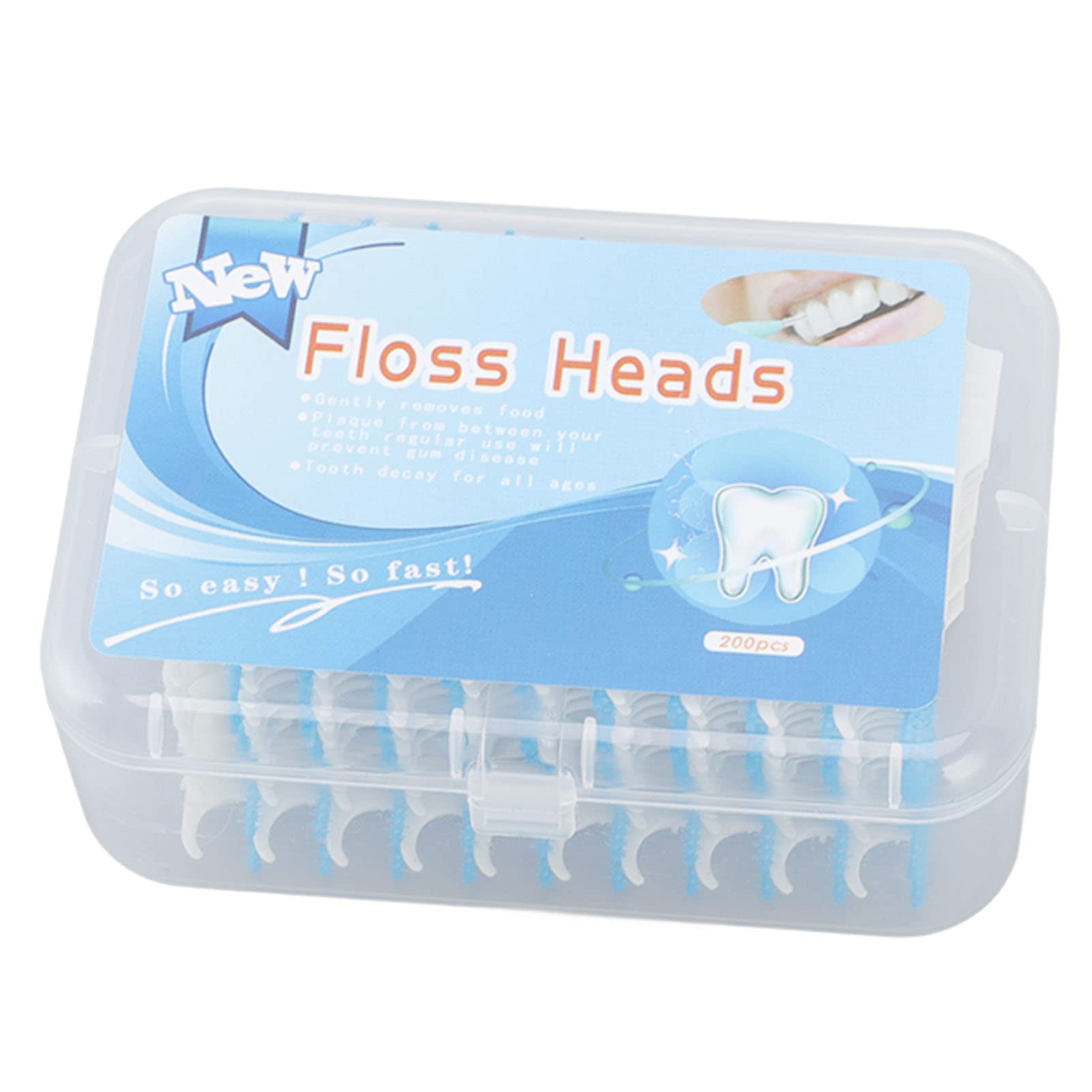 Jeanoko 200pcs Interdental Brushes - Soft Silicone Floss Picks for Teeth Cleaning & Oral Care - Travel-Friendly with Case (Blue)