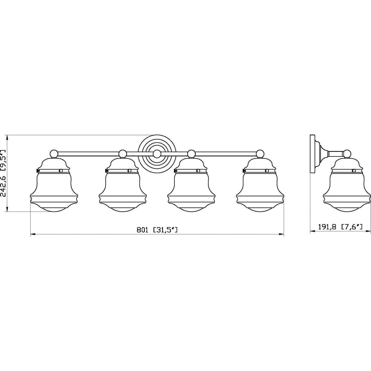 Z-Lite 4-Light Bathroom Vanity Light Fixture 736-4V-BN - Modern Lighting for Bathroom, Powder Room & Dressing Area