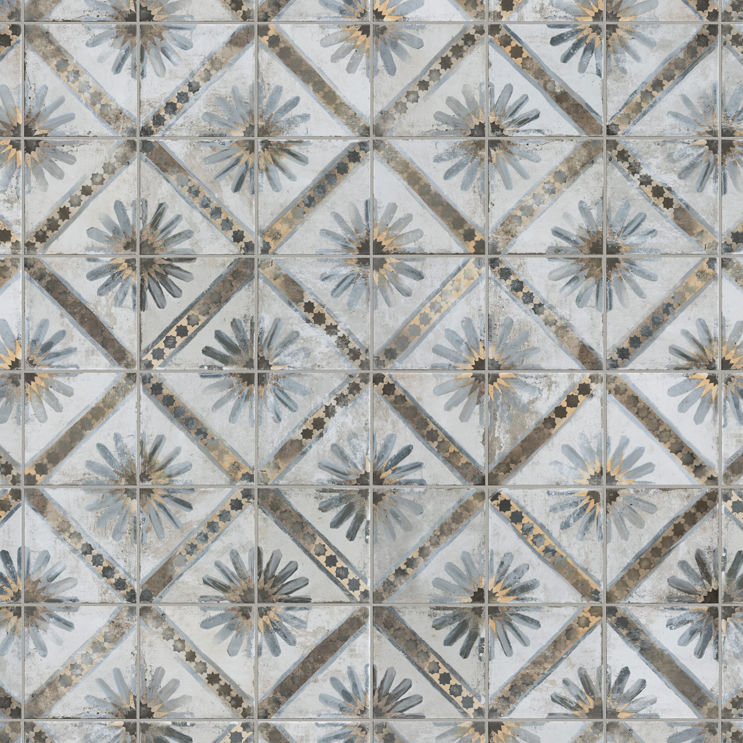 Merola Tile Harmonia Kings Marrakech Blue 13x13 Inch Ceramic Floor and Wall Tile - Perfect for Bathroom, Kitchen Backsplash, and Living Room Decor