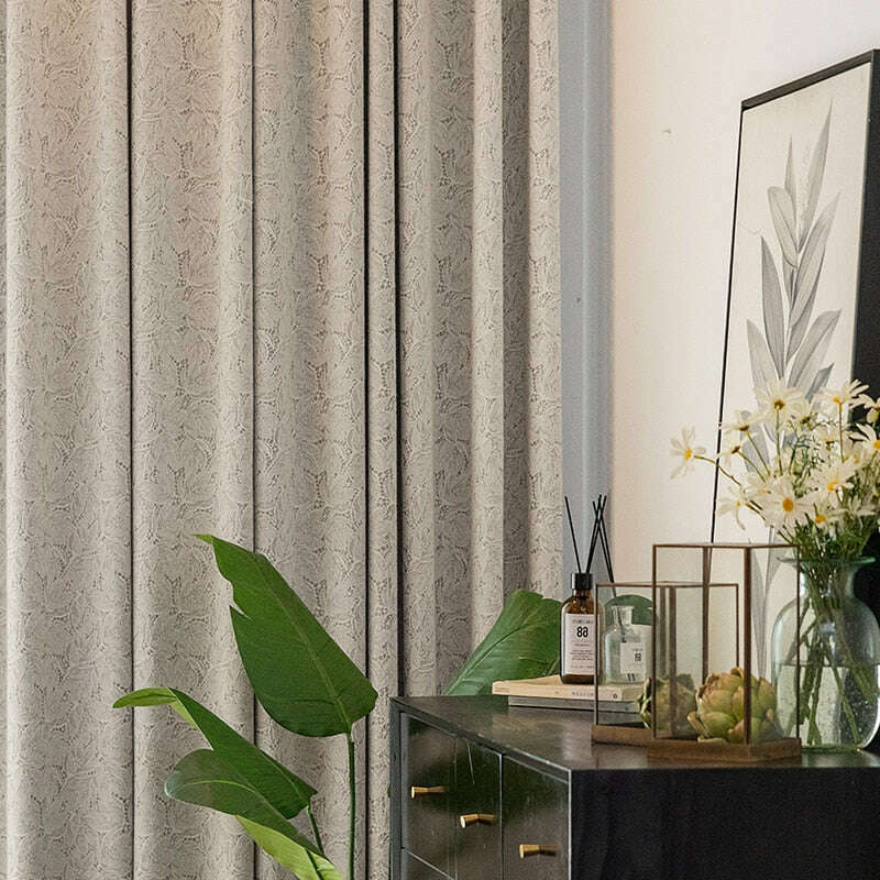 T.B. London Literary Lace Blackout Curtains - Beige Window Drapes for Bedroom & Living Room - Light Blocking Thermal Insulated Curtain Panels for Home Decor