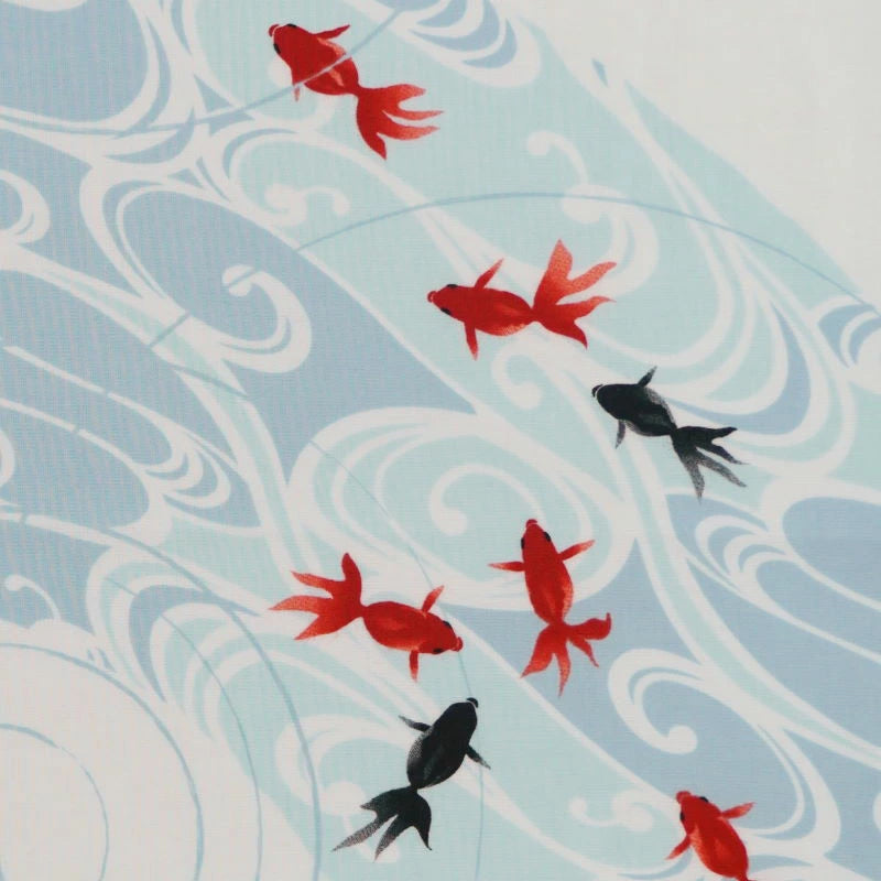 Authentic Kyo Yuzen Dyed Tenugui Hand Towel - Goldfish & Blue Design | Traditional Japanese Craft from Kyoto | Perfect for Home Decor, Gift, or Everyday Use
