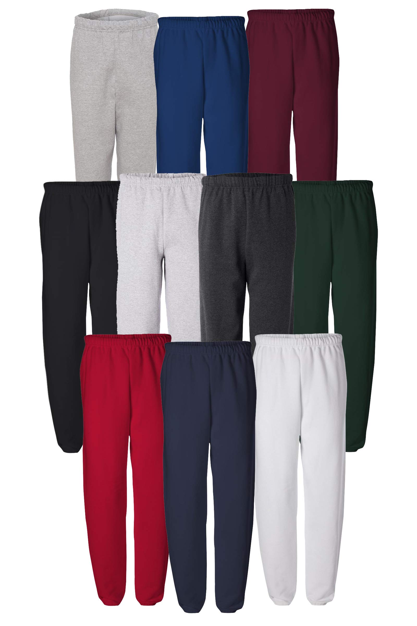 Men's Elastic Waist Jogger Sweatpants Multipack (3/6/10 Pack) - Comfortable Lounge Pants for Gym, Running & Casual Wear