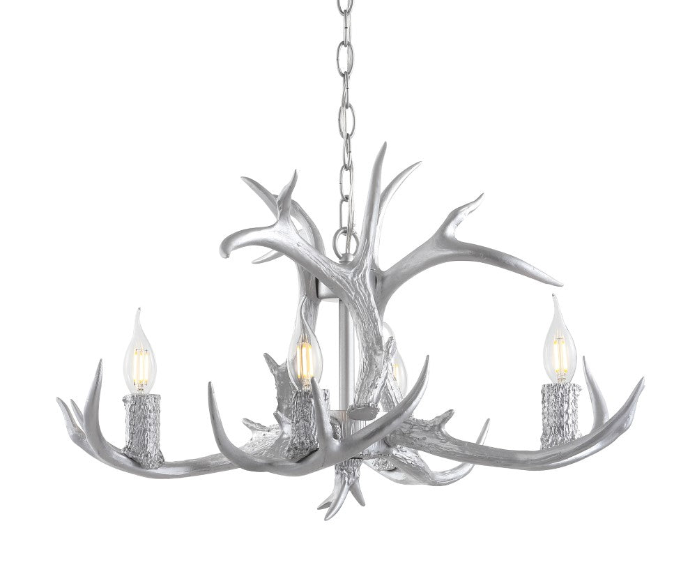 Eldora Adjustable Resin Antler LED Chandelier Light Fixture - Rustic Modern Lighting for Dining Room, Living Room, Cabin & Lodge Decor