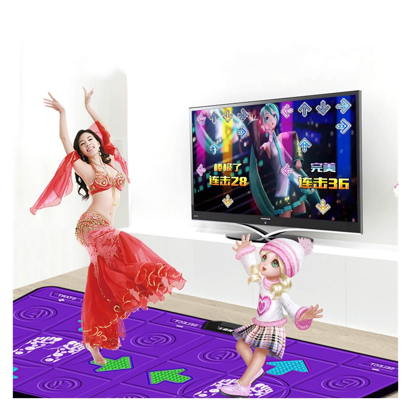 Qgg无线舞蹈垫 PU紫色 电脑电视瑜伽健身跳舞毯 家用客厅娱乐健身 Dance Mat Pad 适合家庭聚会、儿童游戏、健身锻炼