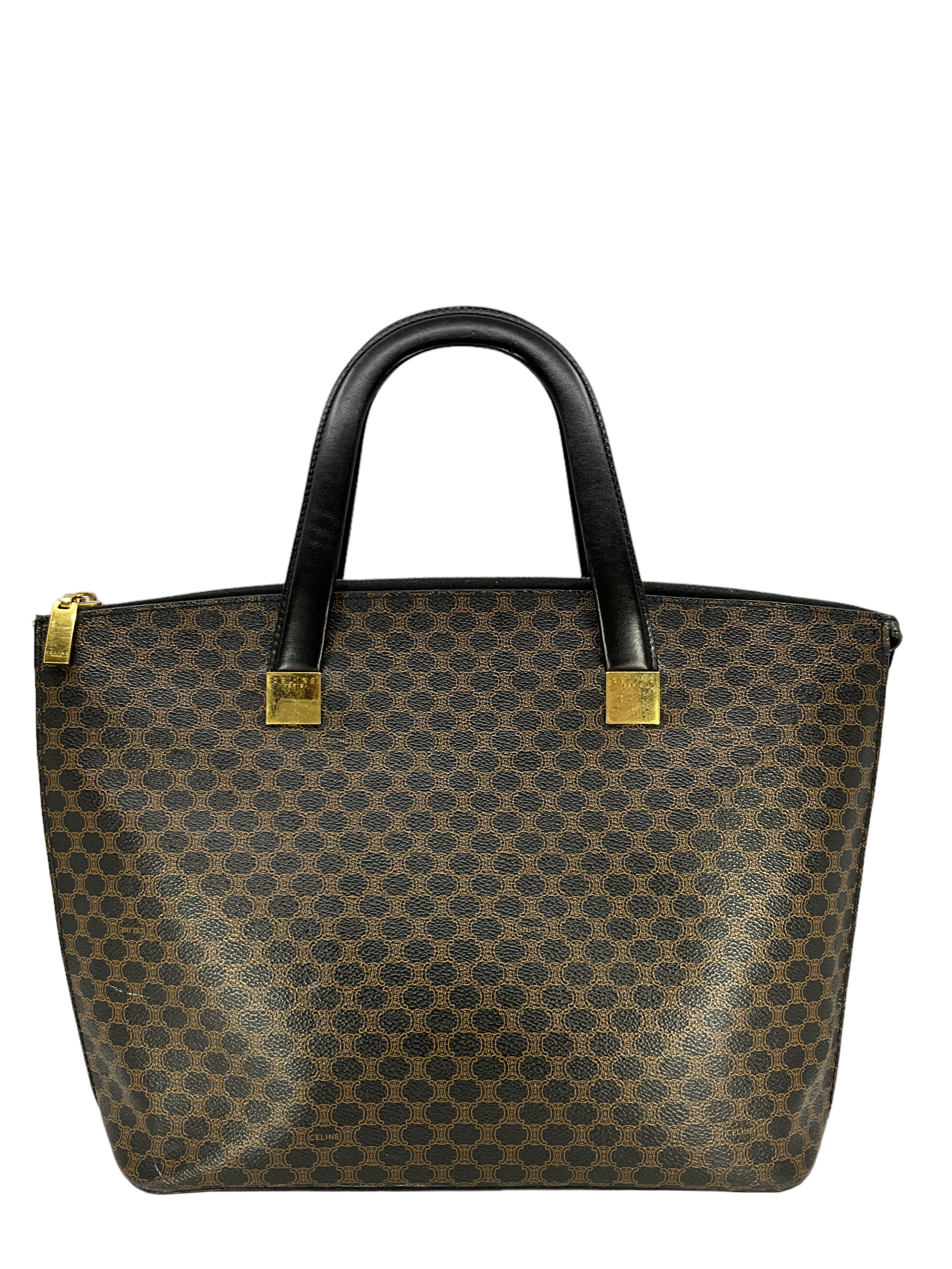 CELINE Vintage Macadam Triomph Printed Canvas Tote Bag - Stylish Designer Handbag for Women, Perfect for Work, Travel & Everyday Use