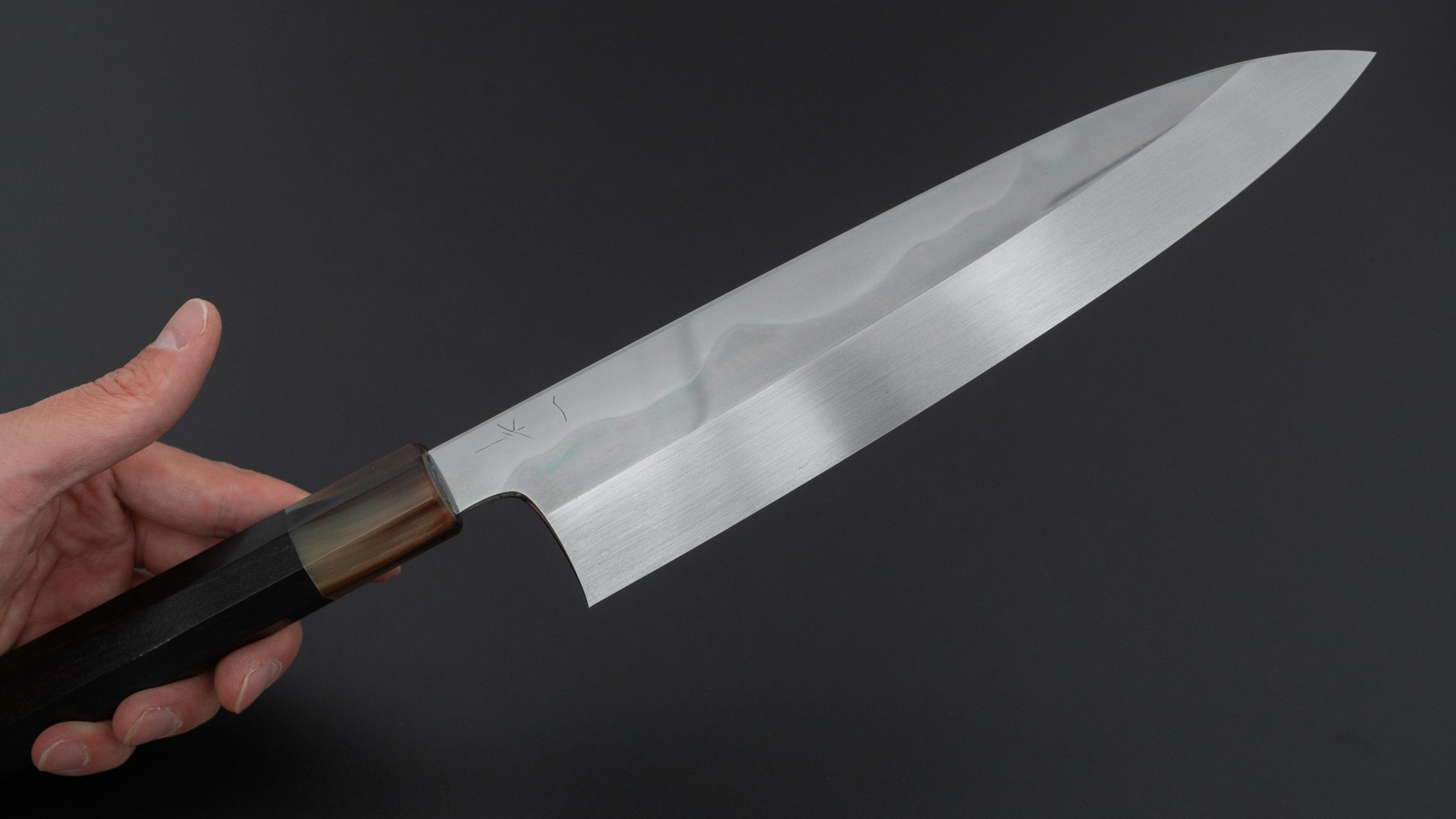 Hitohira Togashi White #1 Fuji Mizu Honyaki Gyuto 240mm Japanese Chef Knife with Ebony Handle & Saya (#118) - Premium Kitchen Knife for Sushi, Sashimi & Meat Cutting