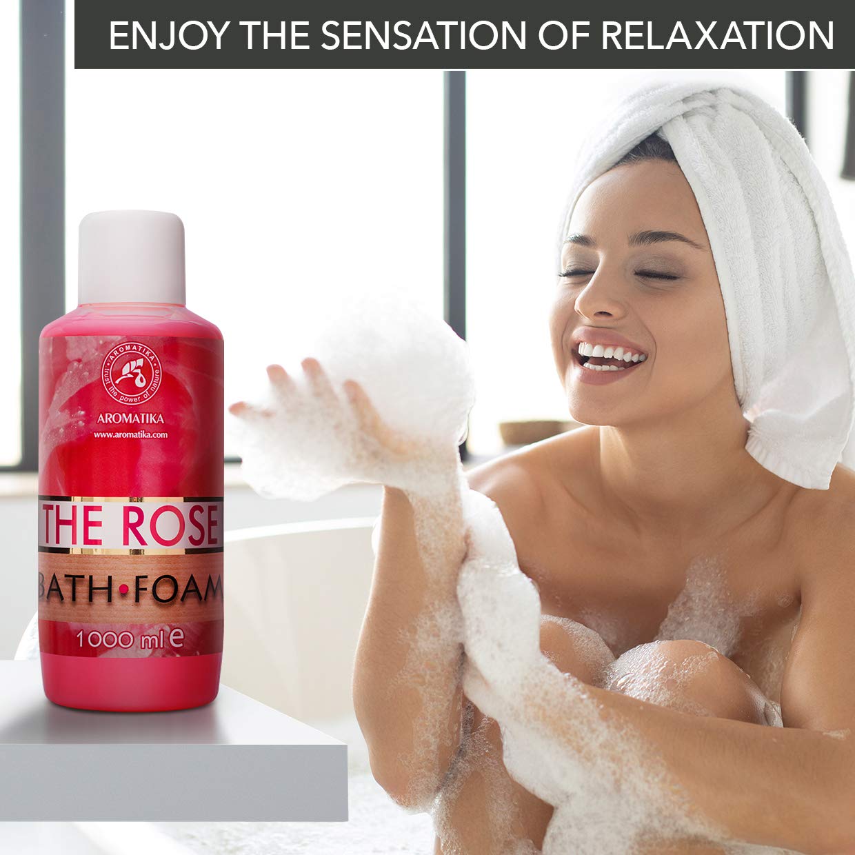 1000ml Rose Essential Oil Bath Foam for Relaxation & Beauty | Aromatherapy Bubble Bath for Spa, Good Sleep & Wellness | Perfect for Home Spa Nights & Stress Relief