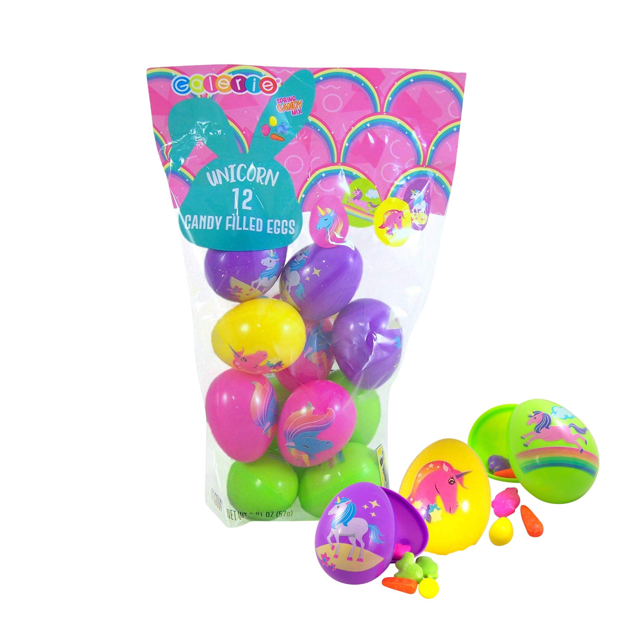 Prefilled Easter Eggs with Assorted Candy - 12 Colorful Unicorn Plastic Eggs for Easter Basket Stuffers | Perfect for Easter Egg Hunts, Party Favors & Spring Celebrations