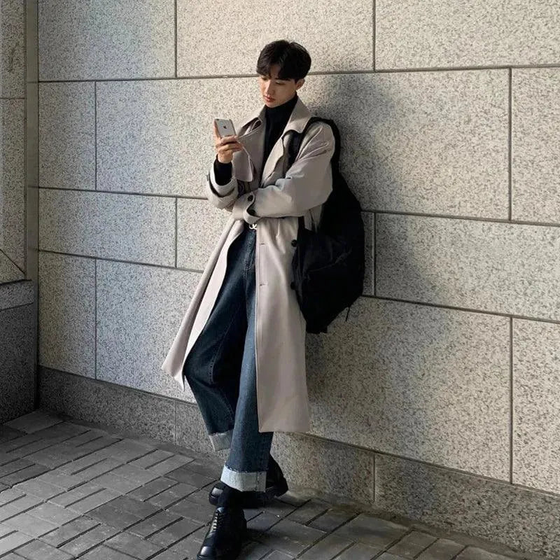 Stylish Men's Long Trench Coat - Waterproof Winter Overcoat for Business & Casual Wear - Perfect for Office, Dating & Outdoor Activities
