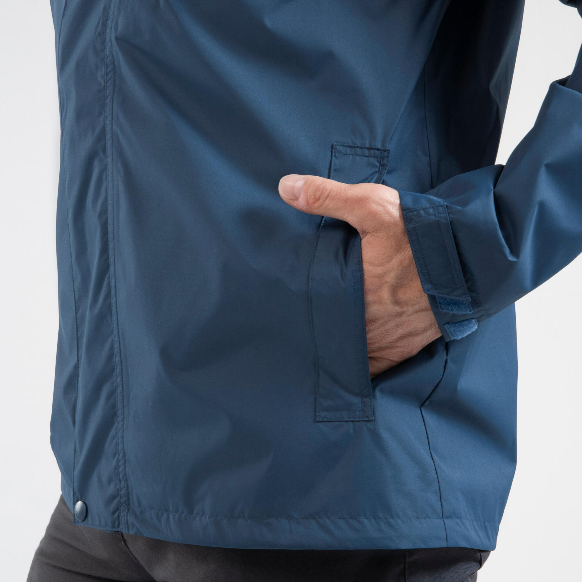 Quechua Men's NH500 Waterproof Rain Jacket - Lightweight Windproof Hiking Jacket for Outdoor Adventures & Travel