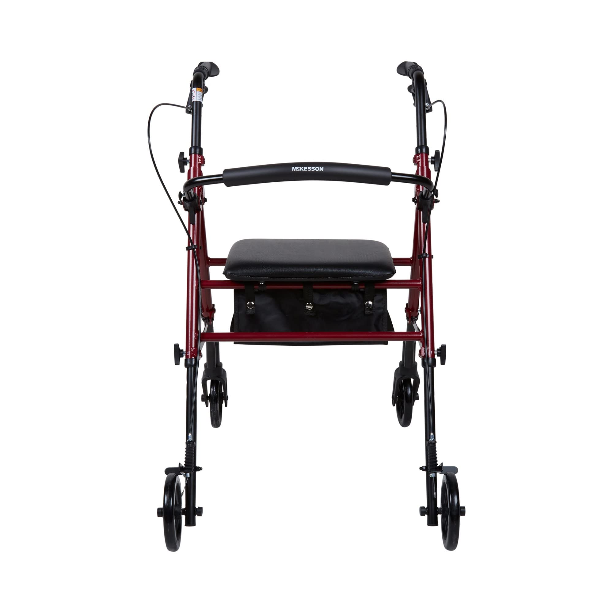 McKesson Lightweight Rollator Walker with Wheels, Seat & Storage Bag - Adjustable Height for Seniors & Adults - Foldable Mobility Aid for Indoor & Outdoor Use