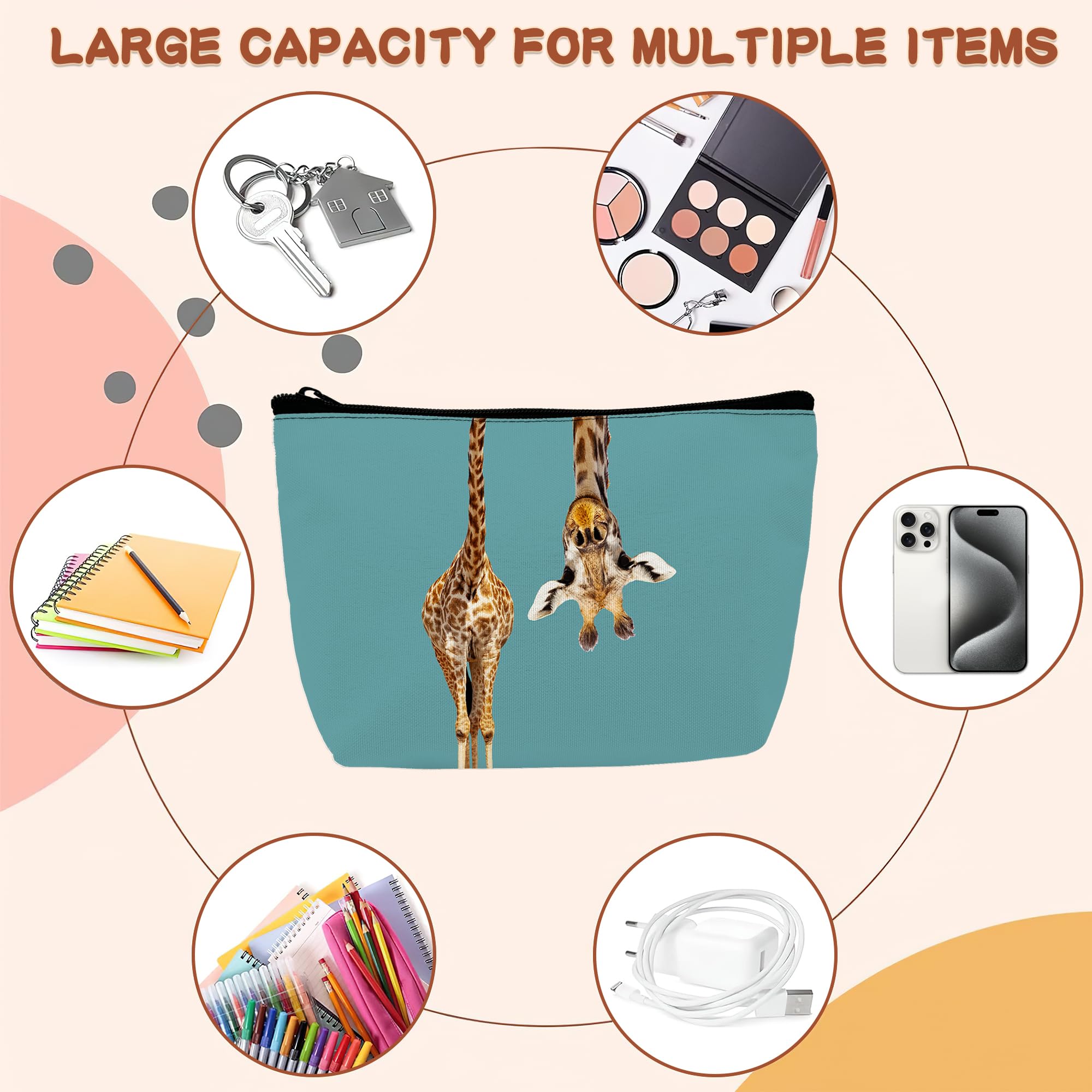Funny Giraffe Makeup Bag for Women - Travel Cosmetic Organizer for Toiletries