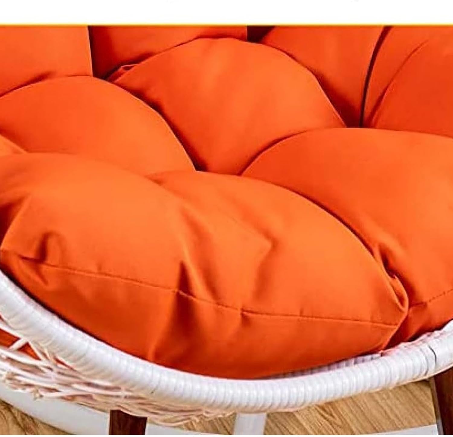 Premium Rattan Swivel Rocker Chair Cushion - Waterproof Outdoor/Indoor Rocking Chair Seat Cushion with Ties - Beige Twill Fabric for Patio, Garden, Hammock & Nursery (Only Cushion) - Perfect for Relaxing, Reading & Lounging