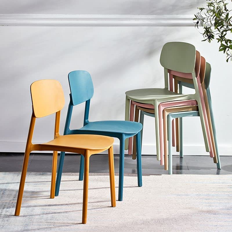 Modern Stackable Plastic Dining Chairs - Minimalist Armless Side Chairs for Home, Kitchen, Cafe & Milk Tea Shop (Set of 4, Peacock Blue) | Perfect for Small Spaces, Restaurants & Contemporary Dining Areas