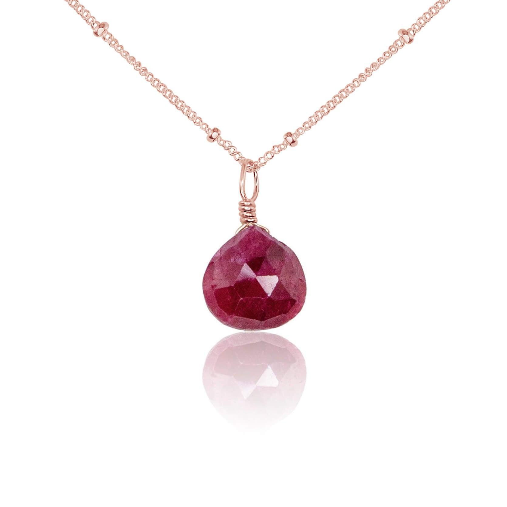 Elegant Tiny Ruby Teardrop Crystal Pendant Necklace - Perfect for Valentine's Day Gifts, Anniversary Presents & Special Occasions