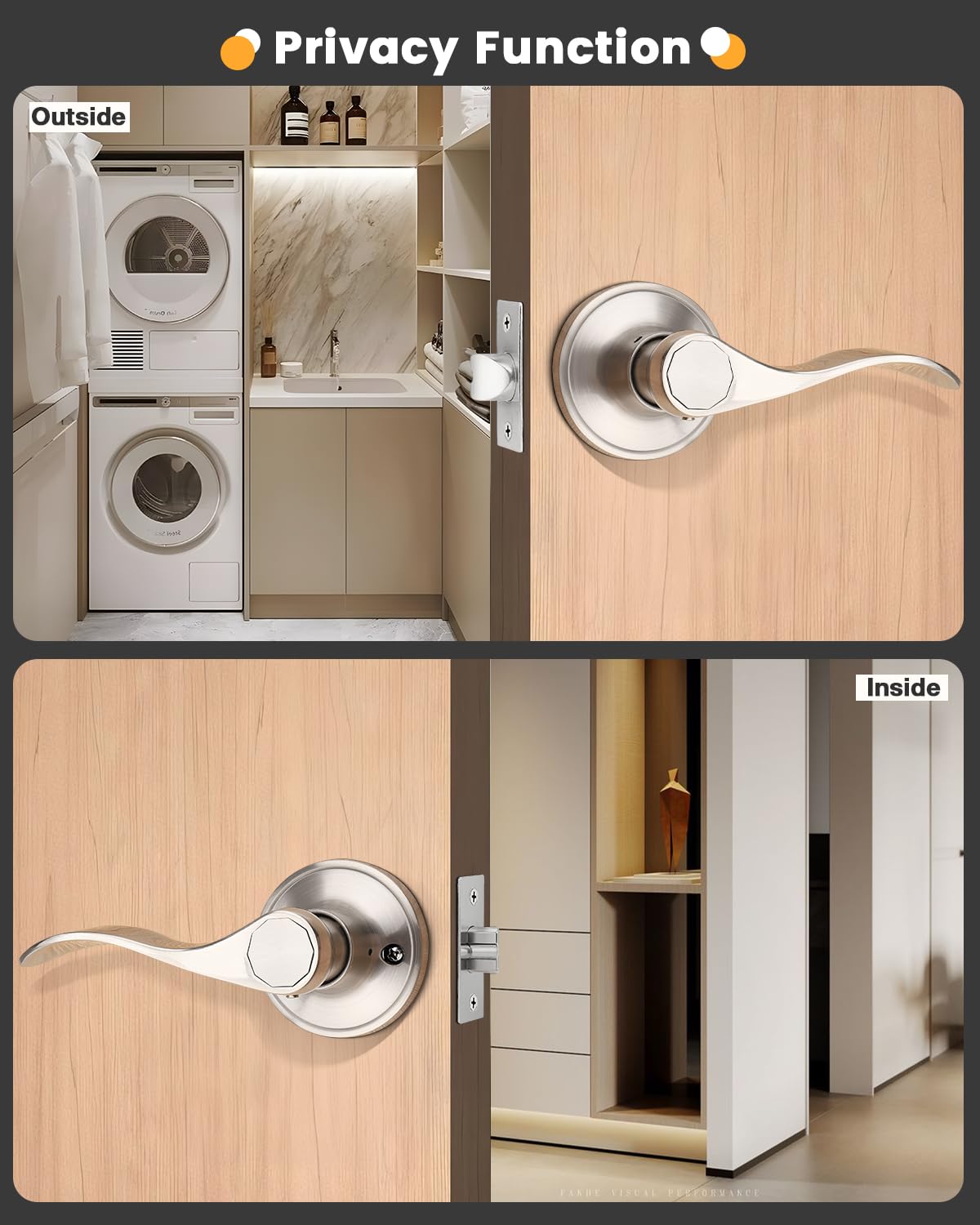 Gobrico 15 Pack Brushed Nickel Interior Door Handles - Wave Style Passage Door Levers, Keyless Hall & Closet Door Locksets Knobs for Home, Office & Bedroom Doors