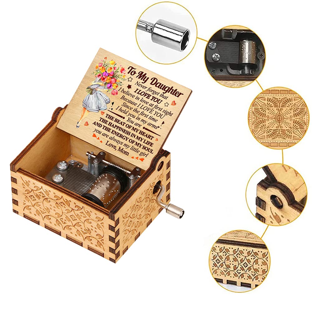 Tvoip Hand Crank Wooden Music Box - 'You Are My Sunshine' Musical Gift for Birthday, Anniversary, Christmas - Perfect Present for Daughter, Son, Mom, Dad - Romantic Home Decor for Bedroom, Nursery & Living Room