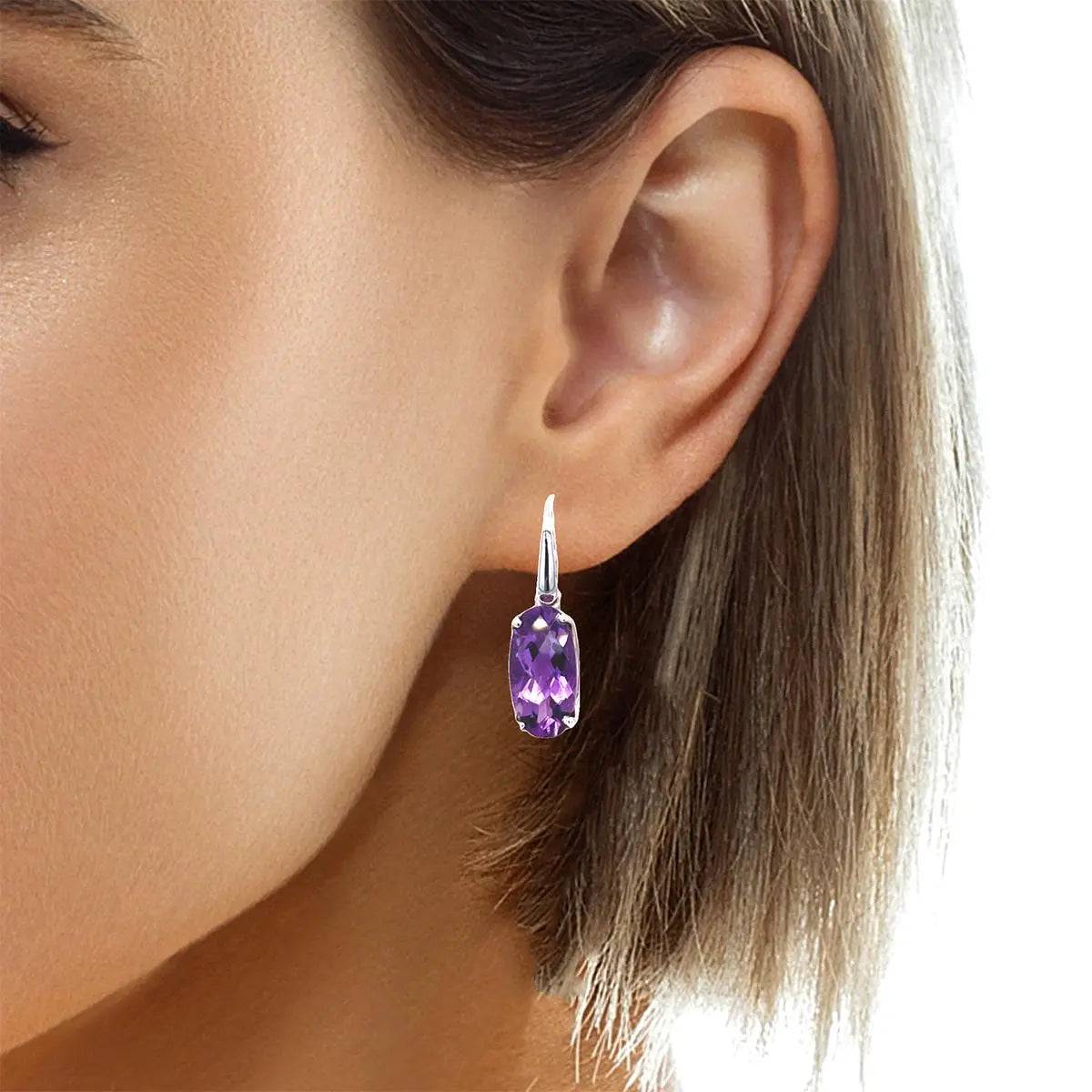 Amethyst Sterling Silver Earrings for Women - Dainty Purple Gemstone Jewelry - Perfect for Gifts, Weddings & Everyday Wear
