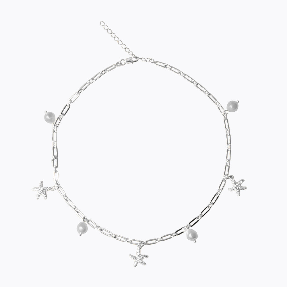 Elegant Sea Star Chain Necklace with Pearl Accent - Perfect for Beach Weddings, Summer Vacations & Boho Fashion