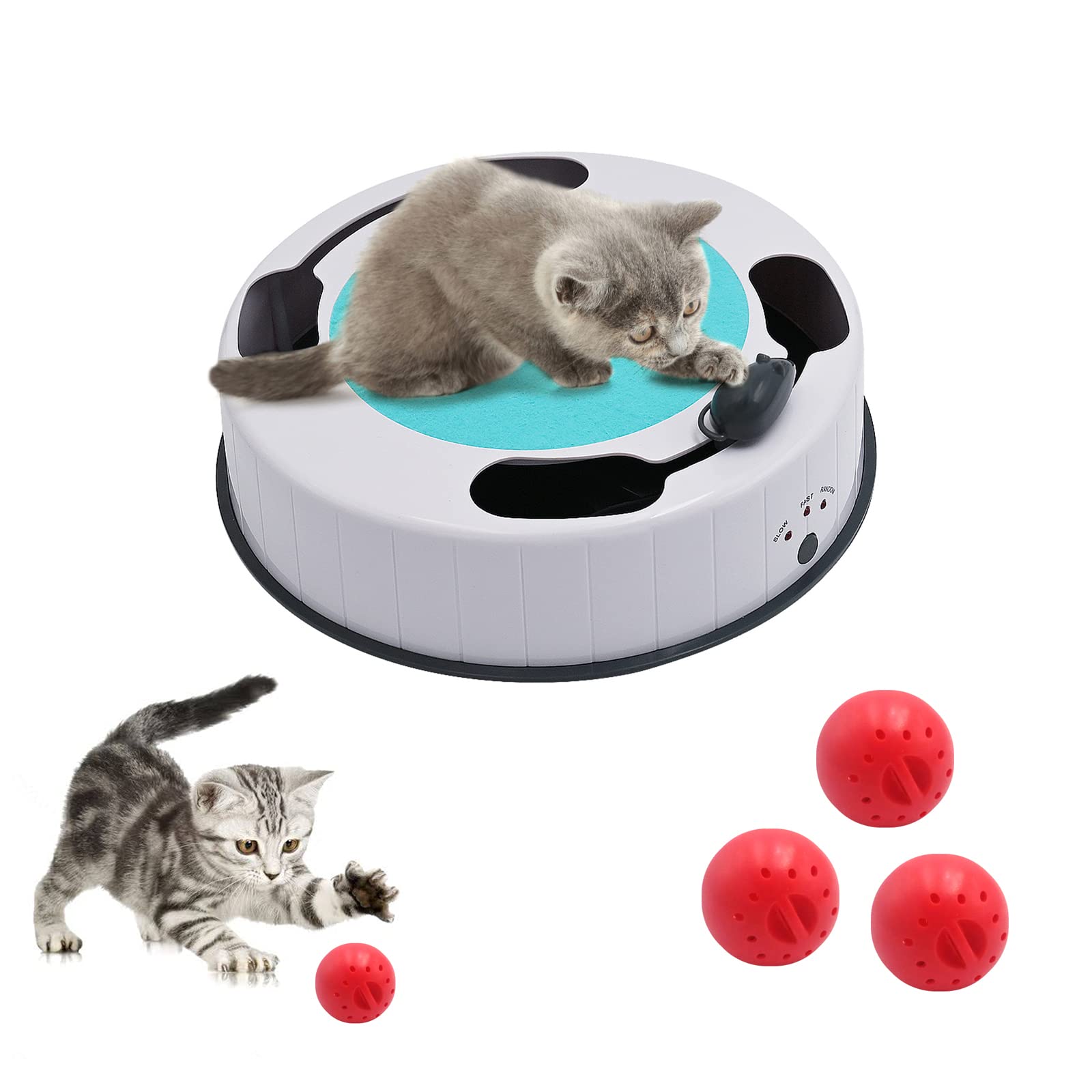 Interactive Cat Toys for Indoor Kittens - Hunting Mice Simulation, Scratching Pad & 3 LED Light Balls - Fun Exercise & Stress Relief for Your Feline (Perfect for Playtime, Training & Boredom Prevention)