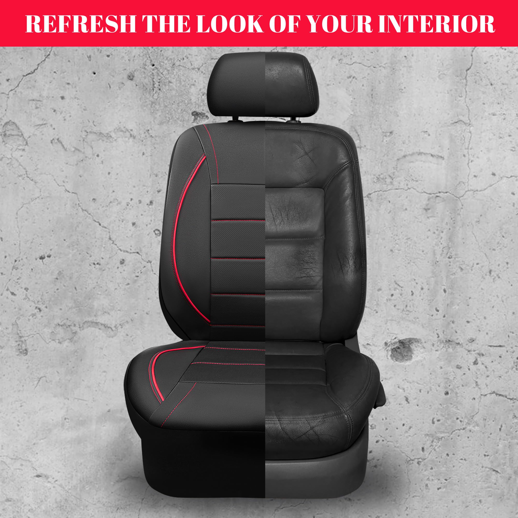 Universal Fit Leather Car Seat Covers - CAR PASS Piping Design for SUVs, Vans & Trucks | Airbag Compatible with Inside Zipper & Reserved Holes | Full Set Black & Red | Perfect for Road Trips & Daily Commute