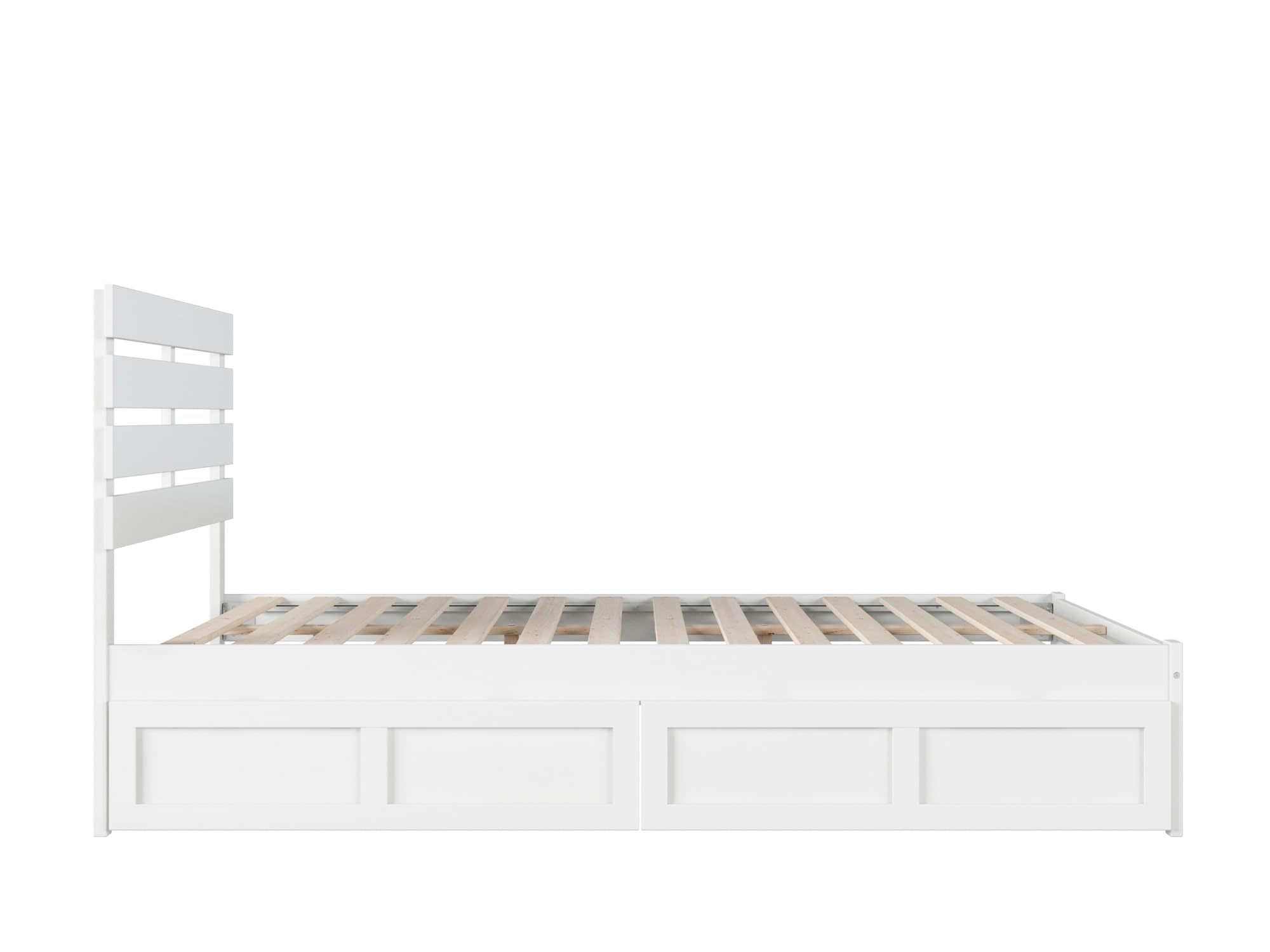 AFI Oxford Queen Size Platform Bed with Storage Drawers & USB Charging Station, White - Modern Bedroom Furniture with Underbed Storage for Small Spaces & Nightstand Charging Convenience