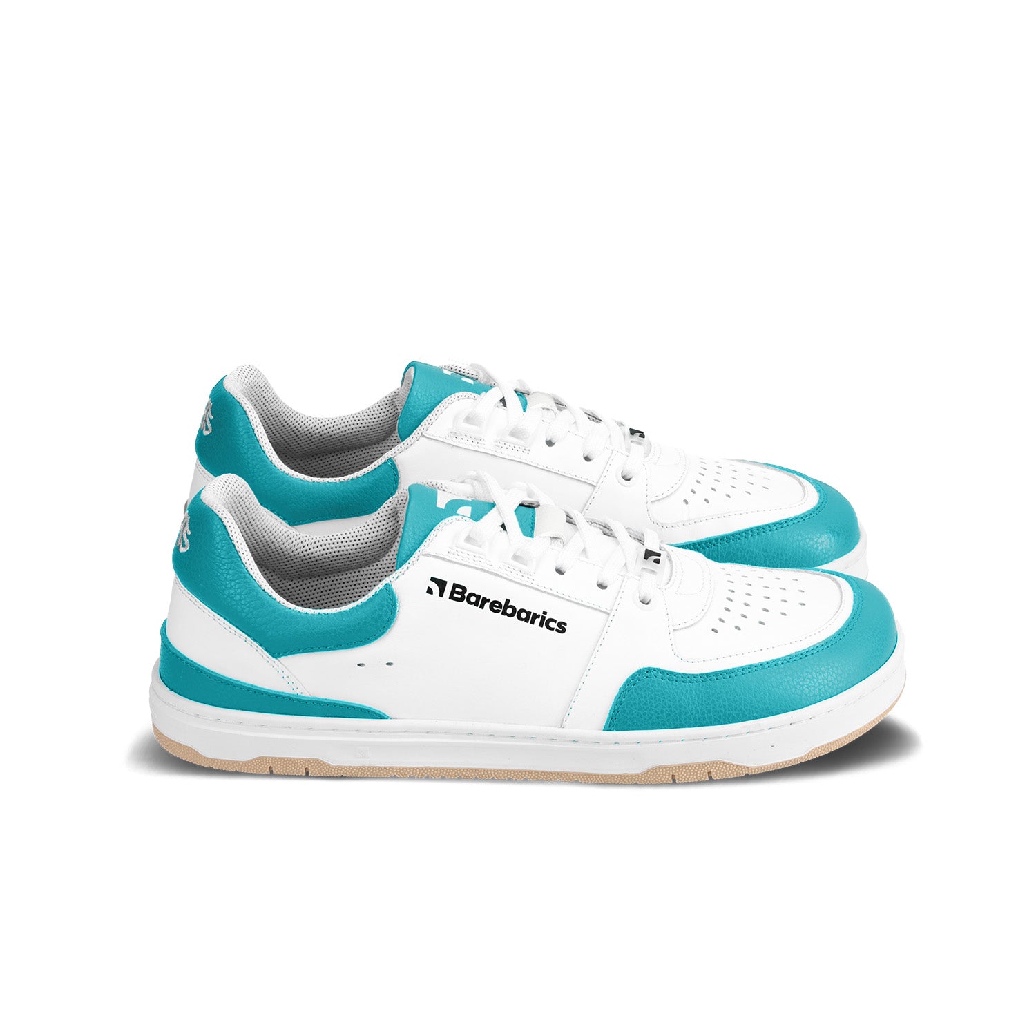 Barefoot Sneakers for Women & Men - Barebarics Wave in White & Dark Turquoise | Minimalist Running Shoes for Natural Movement & Gym Workouts