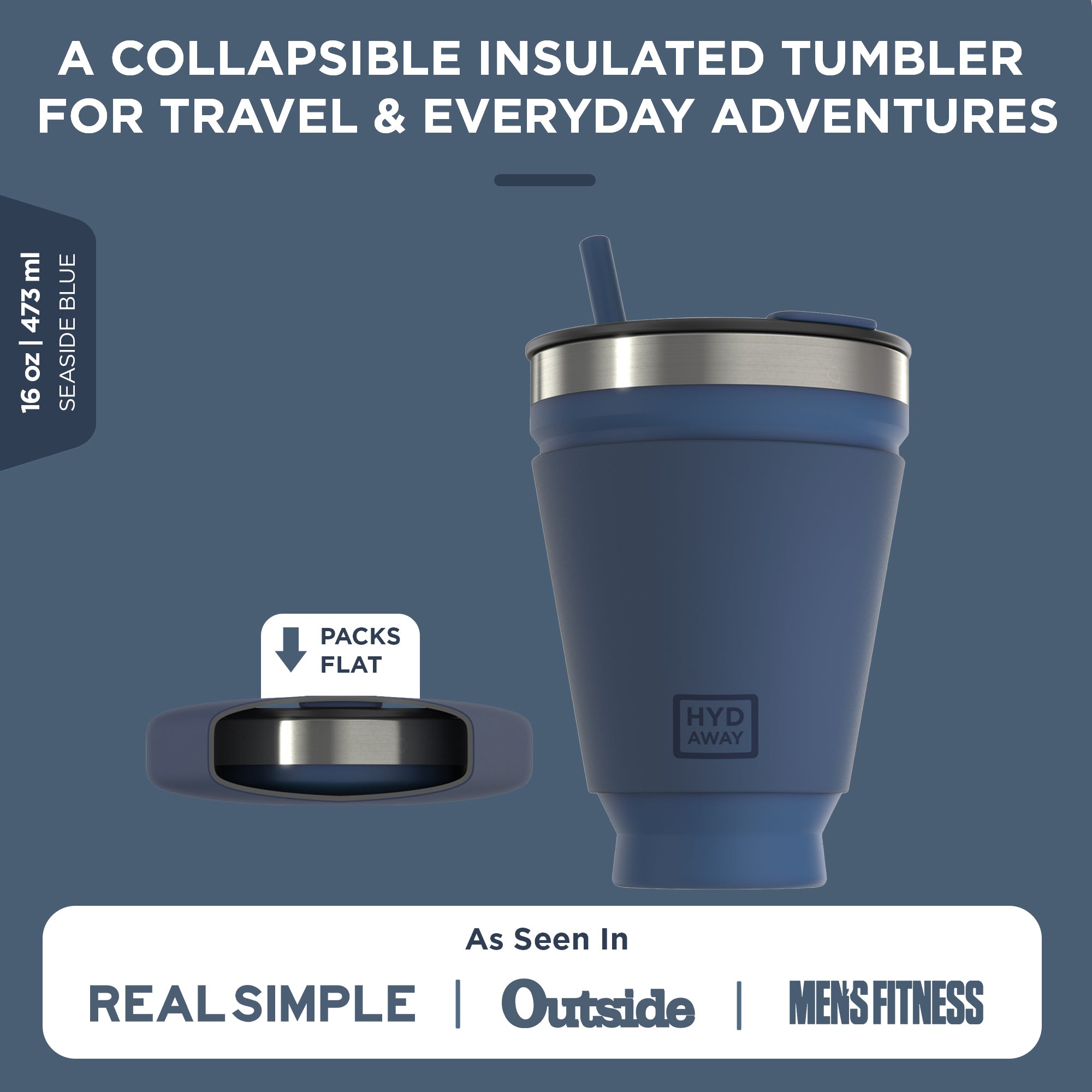 Collapsible Insulated Stainless Steel Travel Tumbler Cup - 20oz Leak Proof Hot & Cold Drink Container for Coffee, Tea, Water - Perfect for Camping, Hiking, Commuting and Office Use