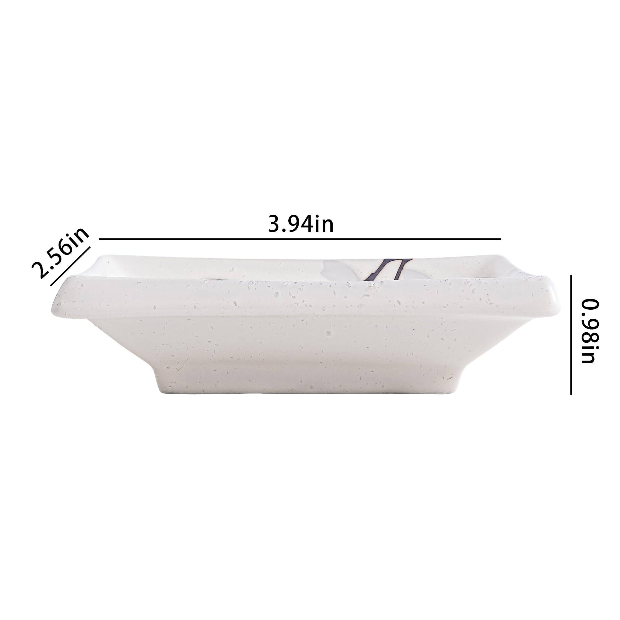 4 Inch Ceramic Sauce Dish - Japanese Rectangular Sushi Dipping Bowl, Seasoning Dishes & Appetizer Plates (4-Pack, White Sakura) - Perfect for Home Kitchen, Sushi Restaurants & Party Serving